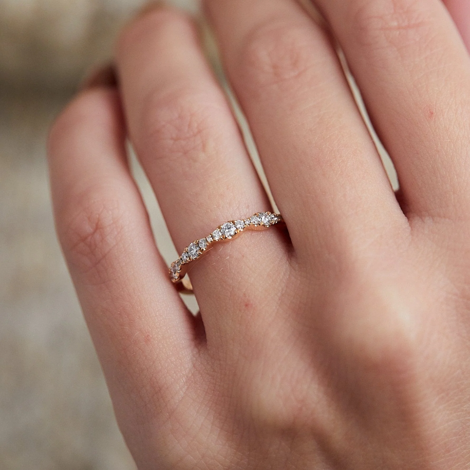 18K Rose Gold Prong Set Diamond Band - Image 4