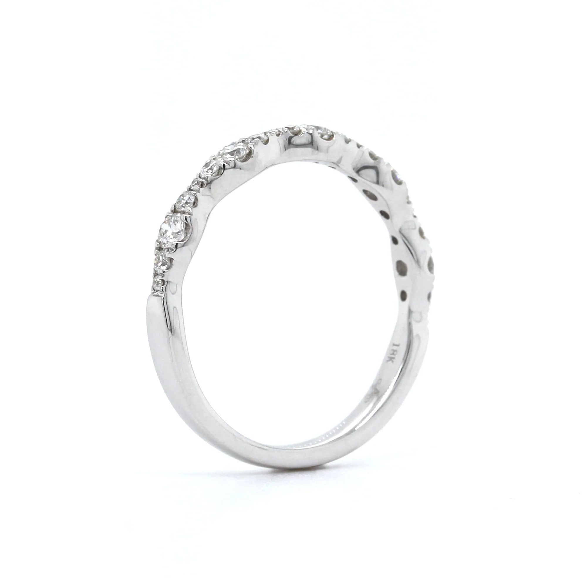 18K White Gold Prong Set Diamond Band - Image 3
