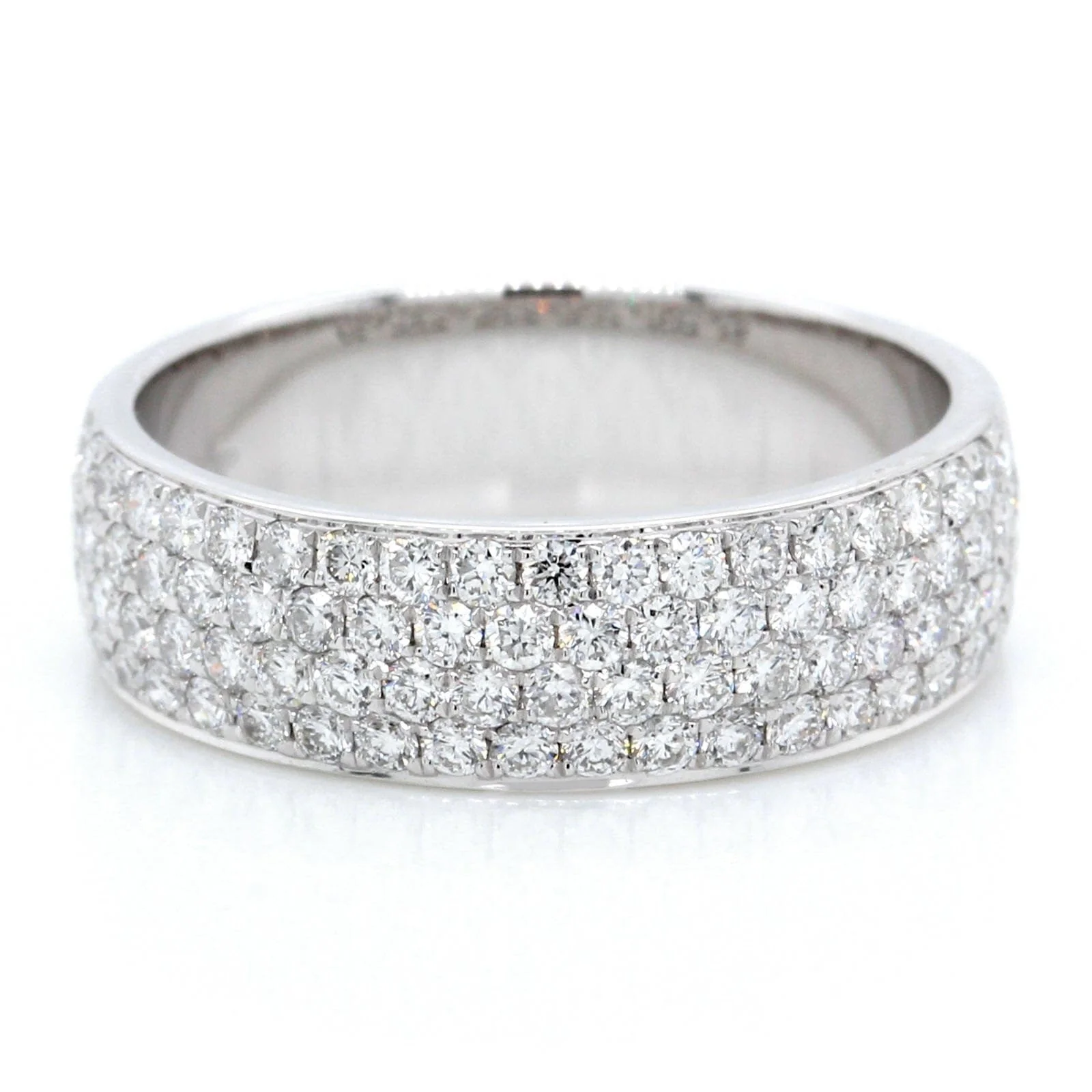 18K White Gold 4 Row Diamond Band