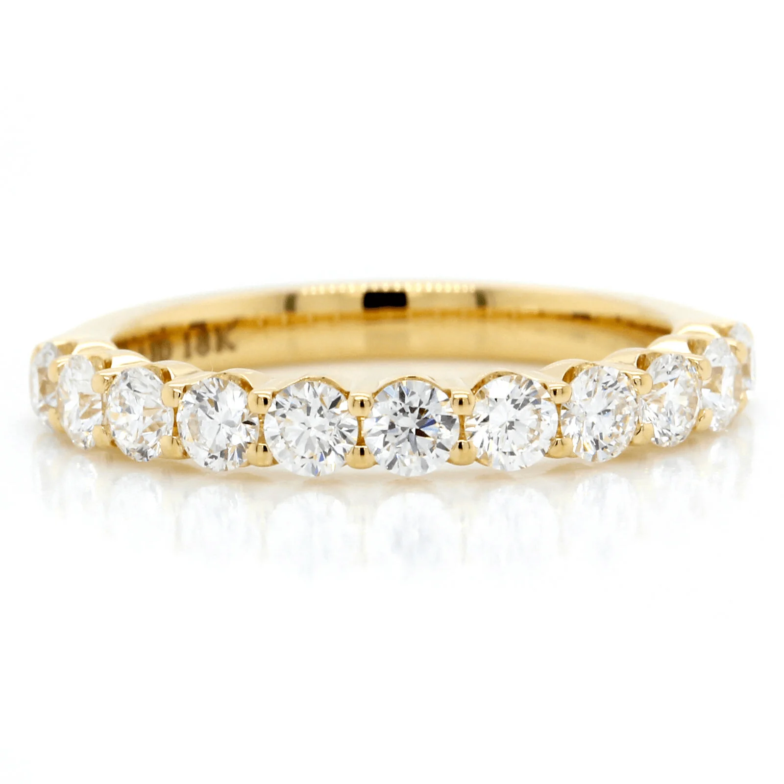 18K Yellow Gold Shared Prong Diamond Band