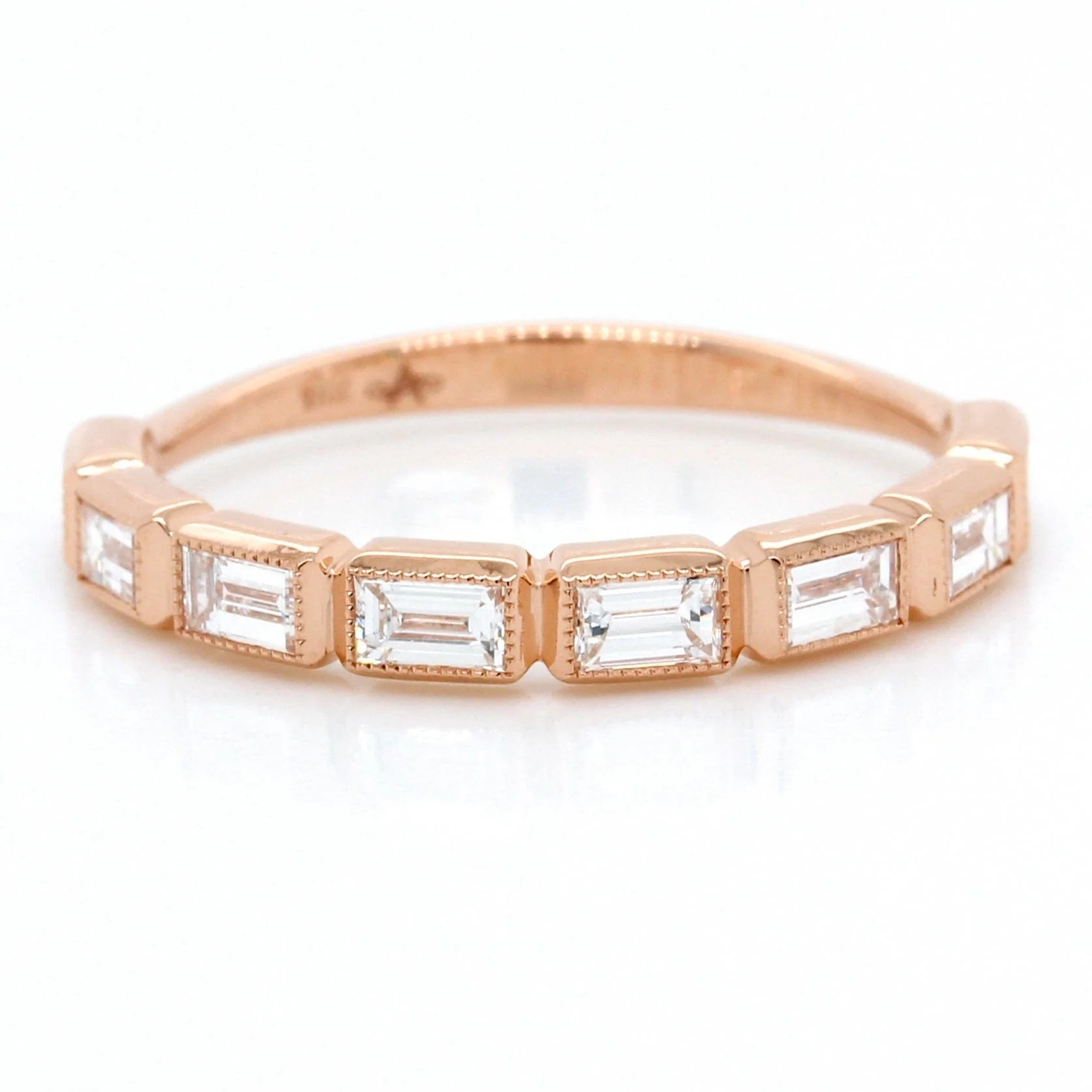 18K Rose Gold Bezel Set Baguette Diamond Band