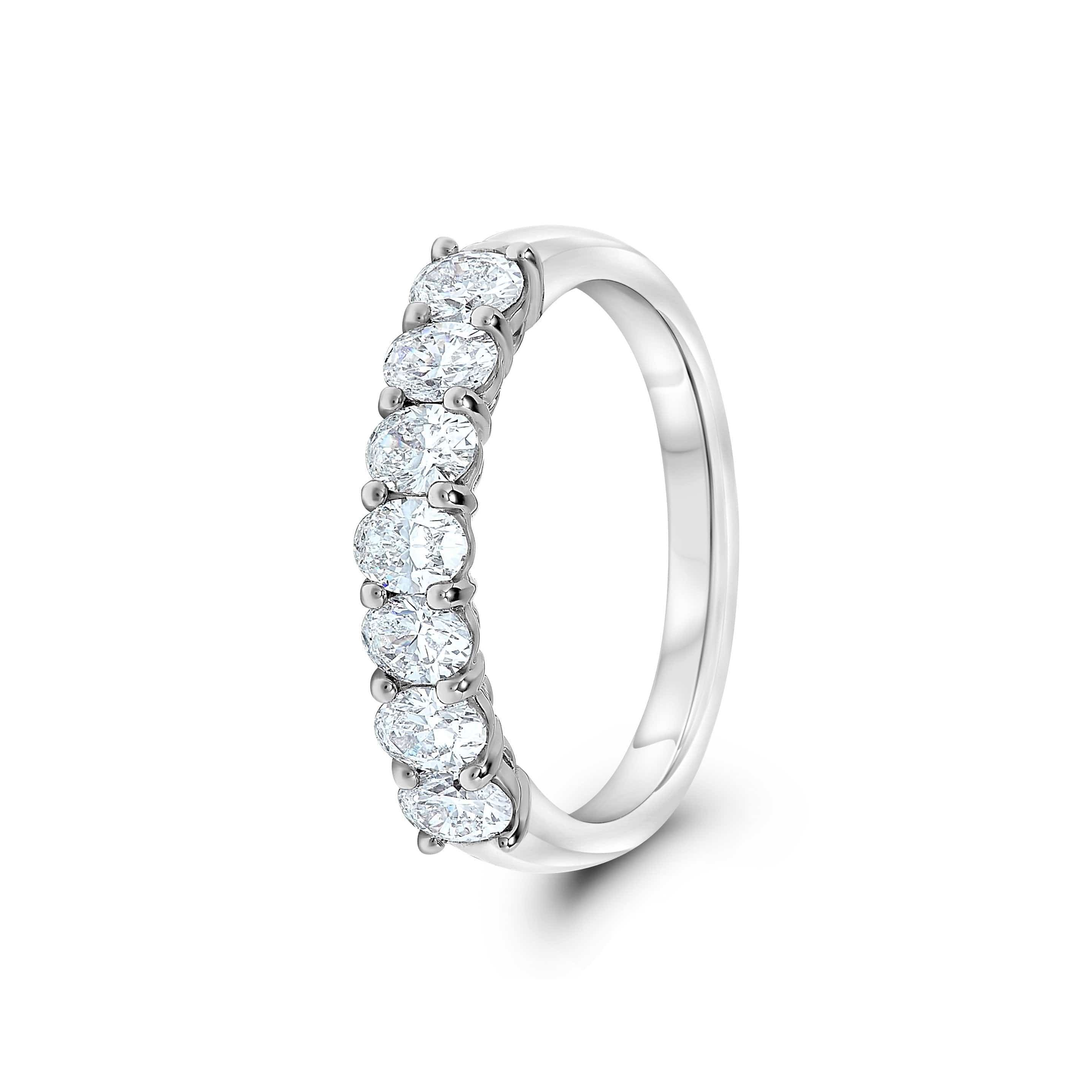 Platinum Seven Stone Oval Diamond Wedding Ring - Image 2