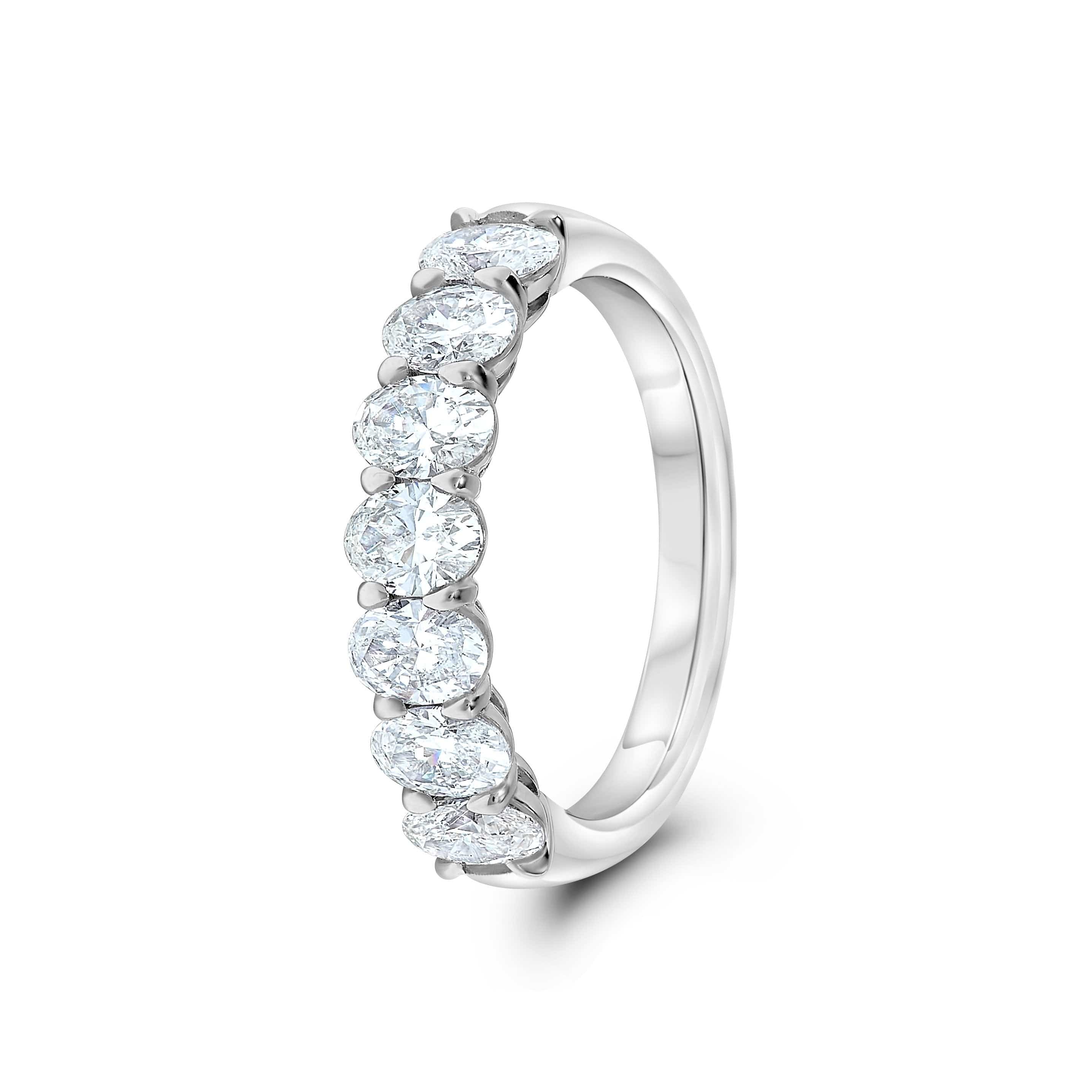 Platinum Seven Stone Oval Diamond Wedding Ring - Image 2