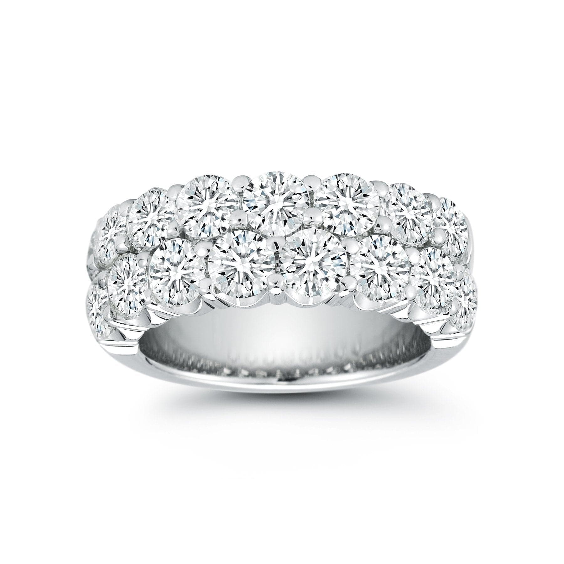 18K White Gold Double Row Diamond Band - Image 2