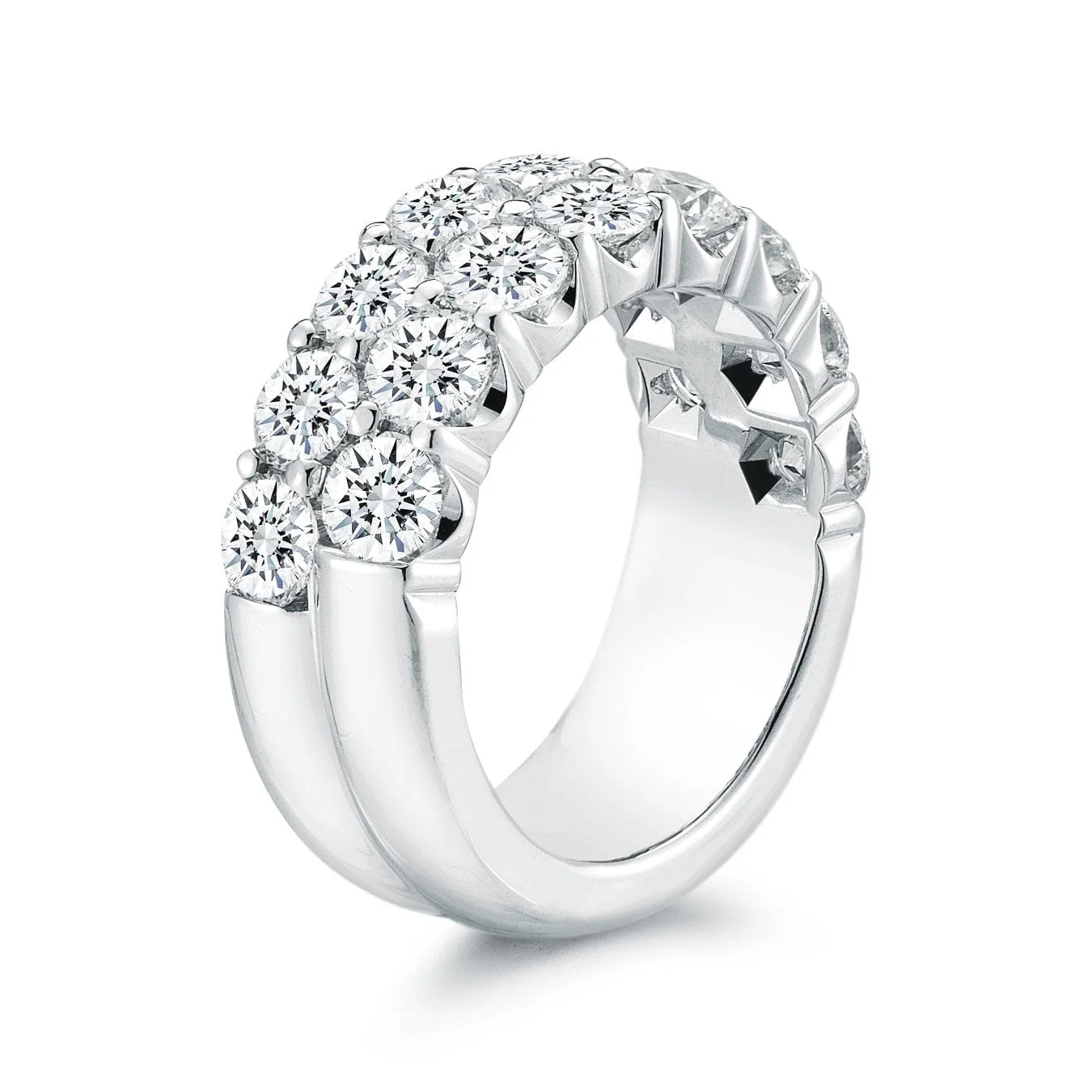 18K White Gold Double Row Diamond Band - Image 3