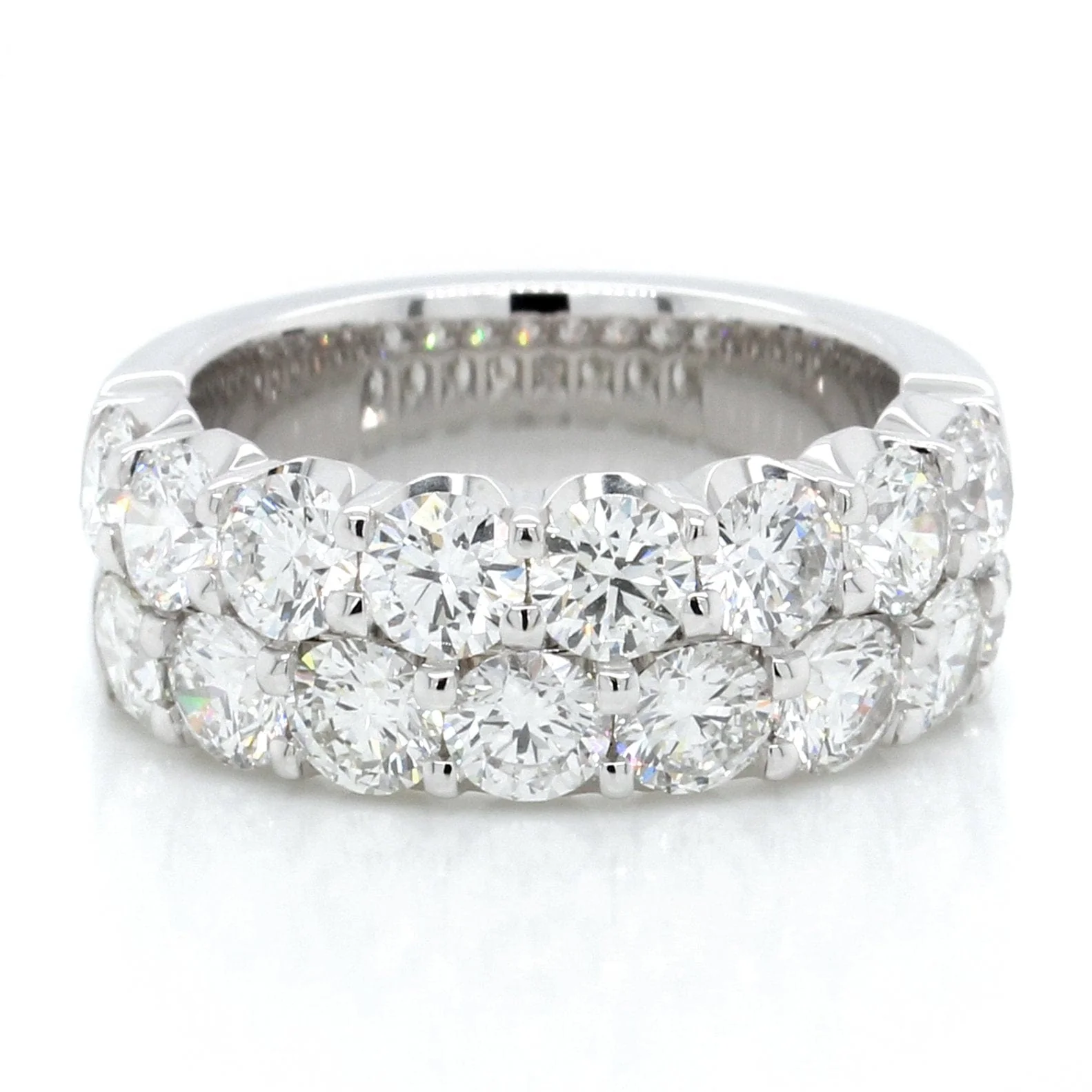 18K White Gold Double Row Diamond Band - Image 4