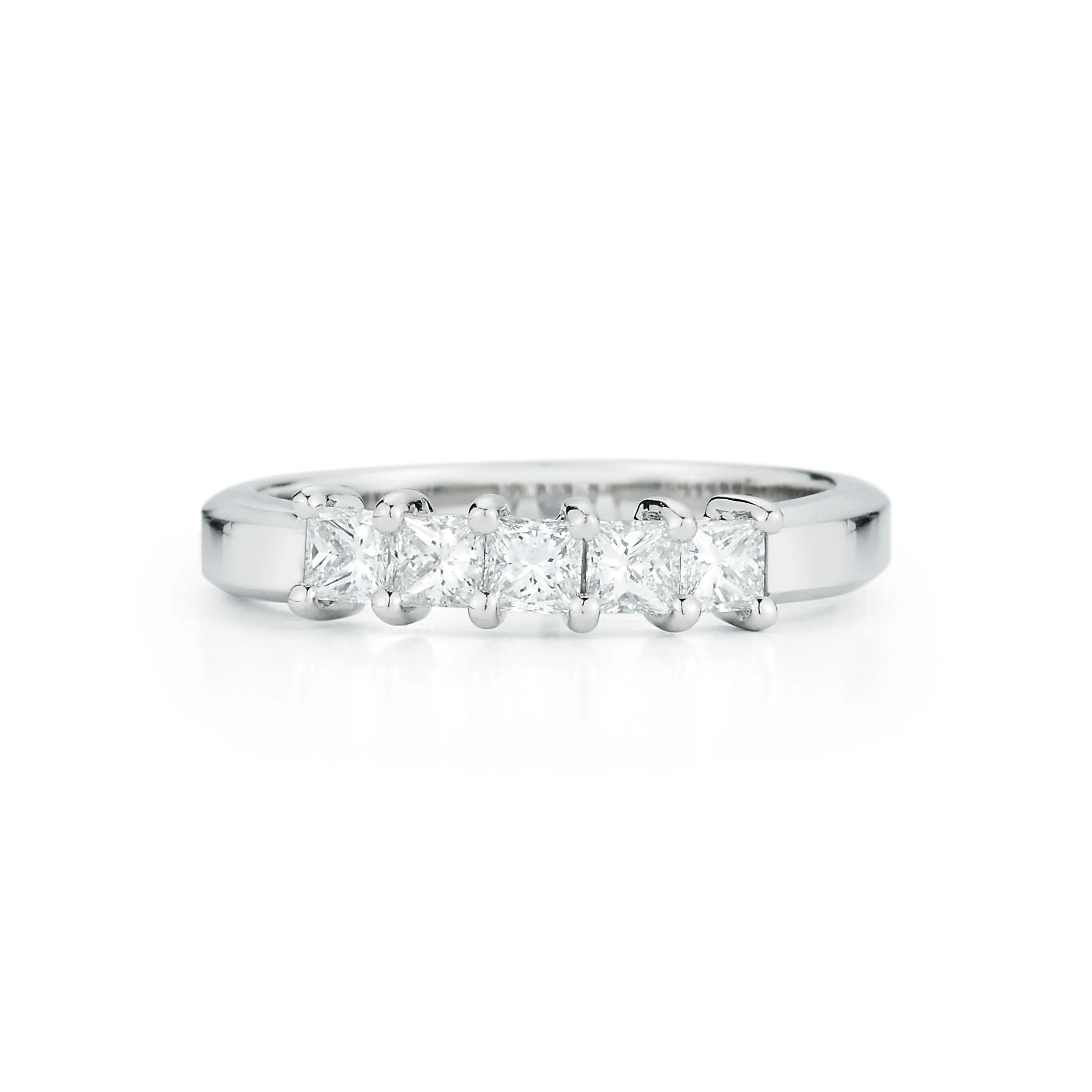 Platinum 5 Stone Princess Cut Wedding Ring