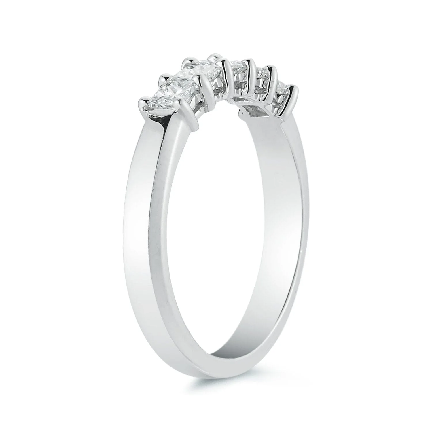 Platinum 5 Stone Princess Cut Wedding Ring - Image 3