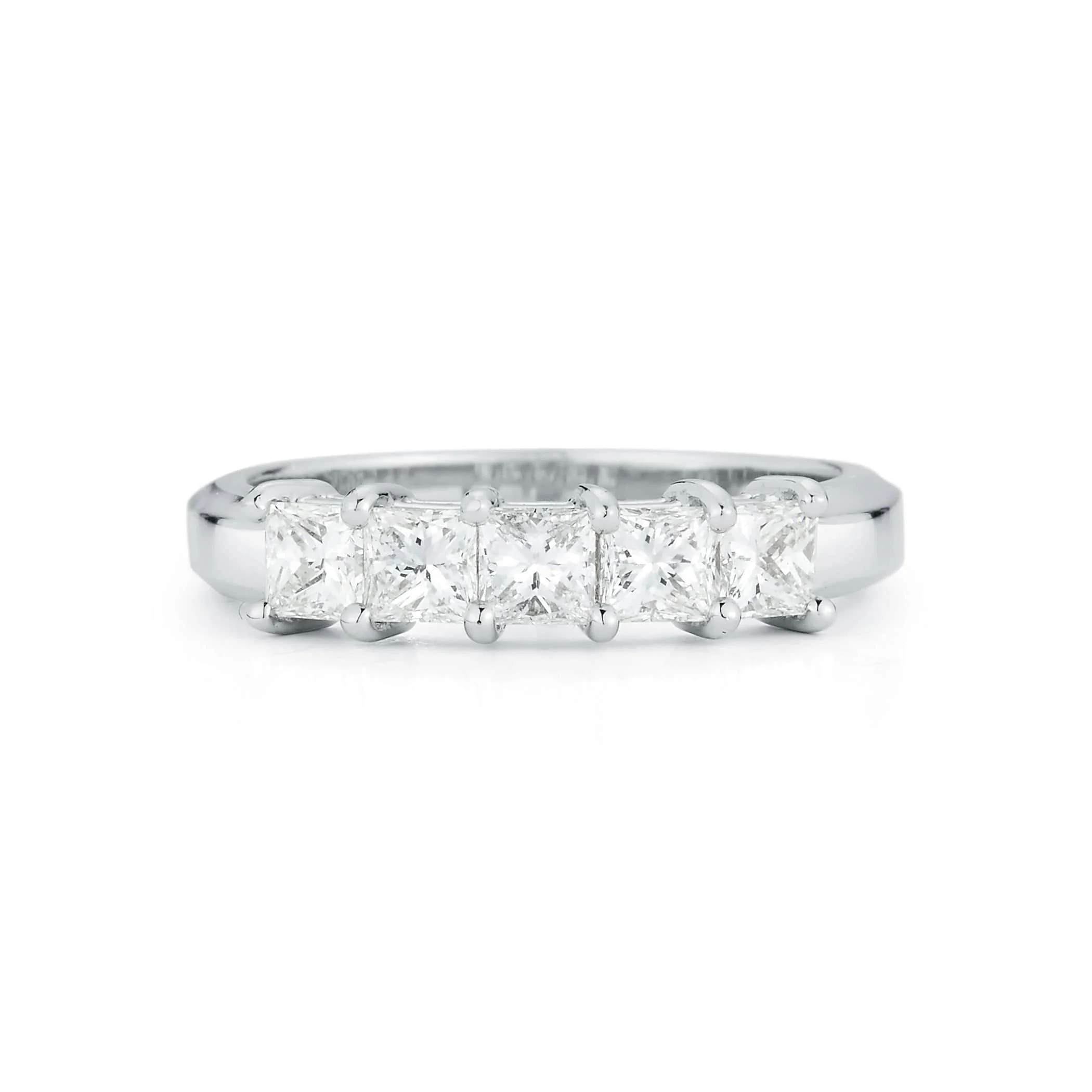Platinum 5 Stone Princess Cut Wedding Ring