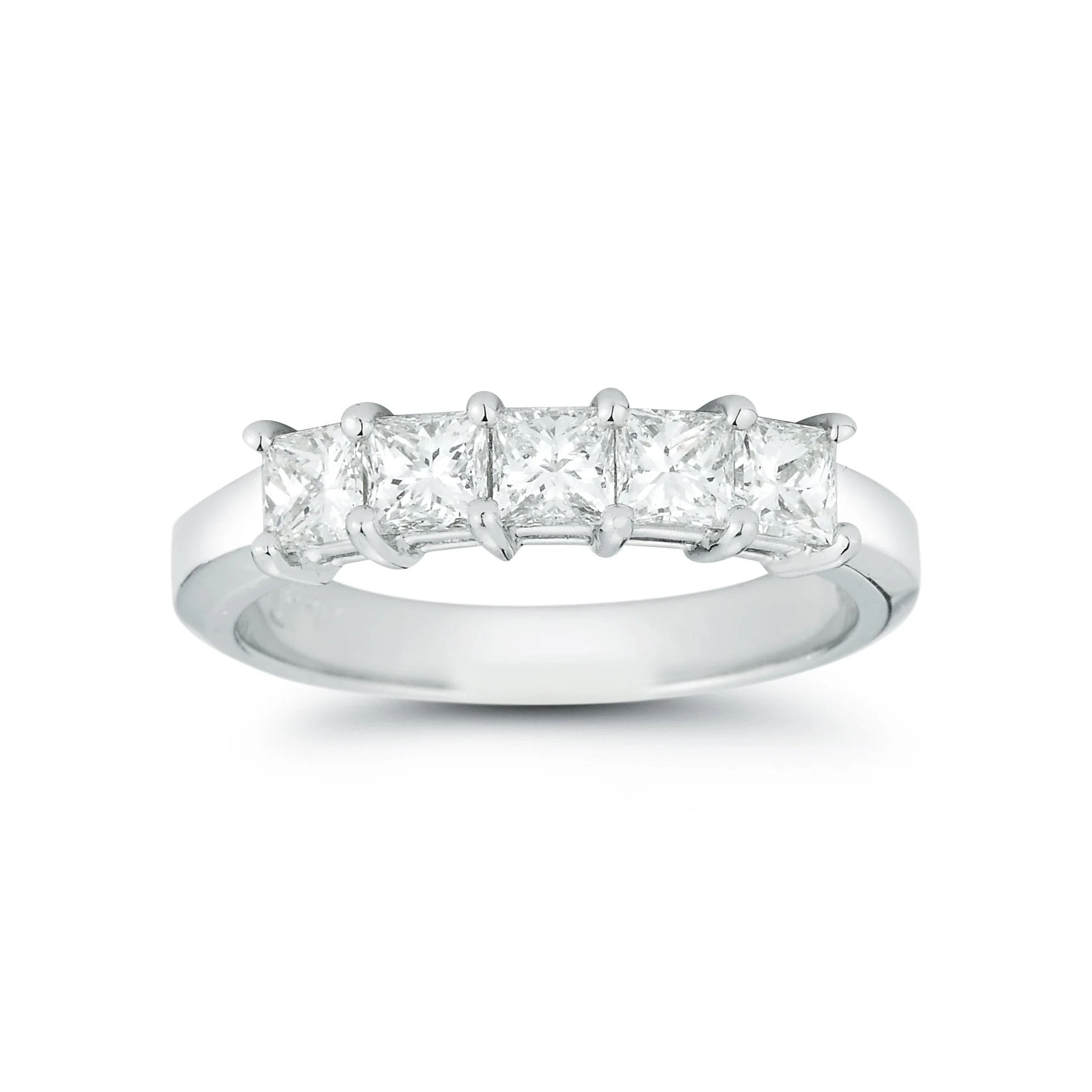 Platinum 5 Stone Princess Cut Wedding Ring - Image 2