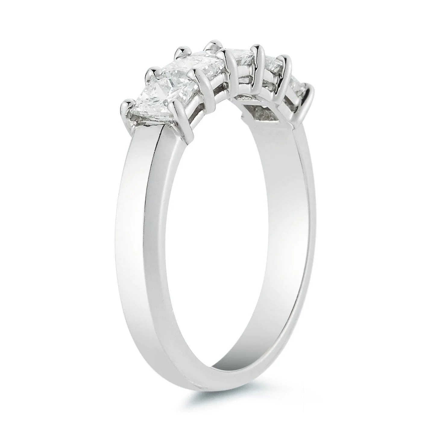 Platinum 5 Stone Princess Cut Wedding Ring - Image 3