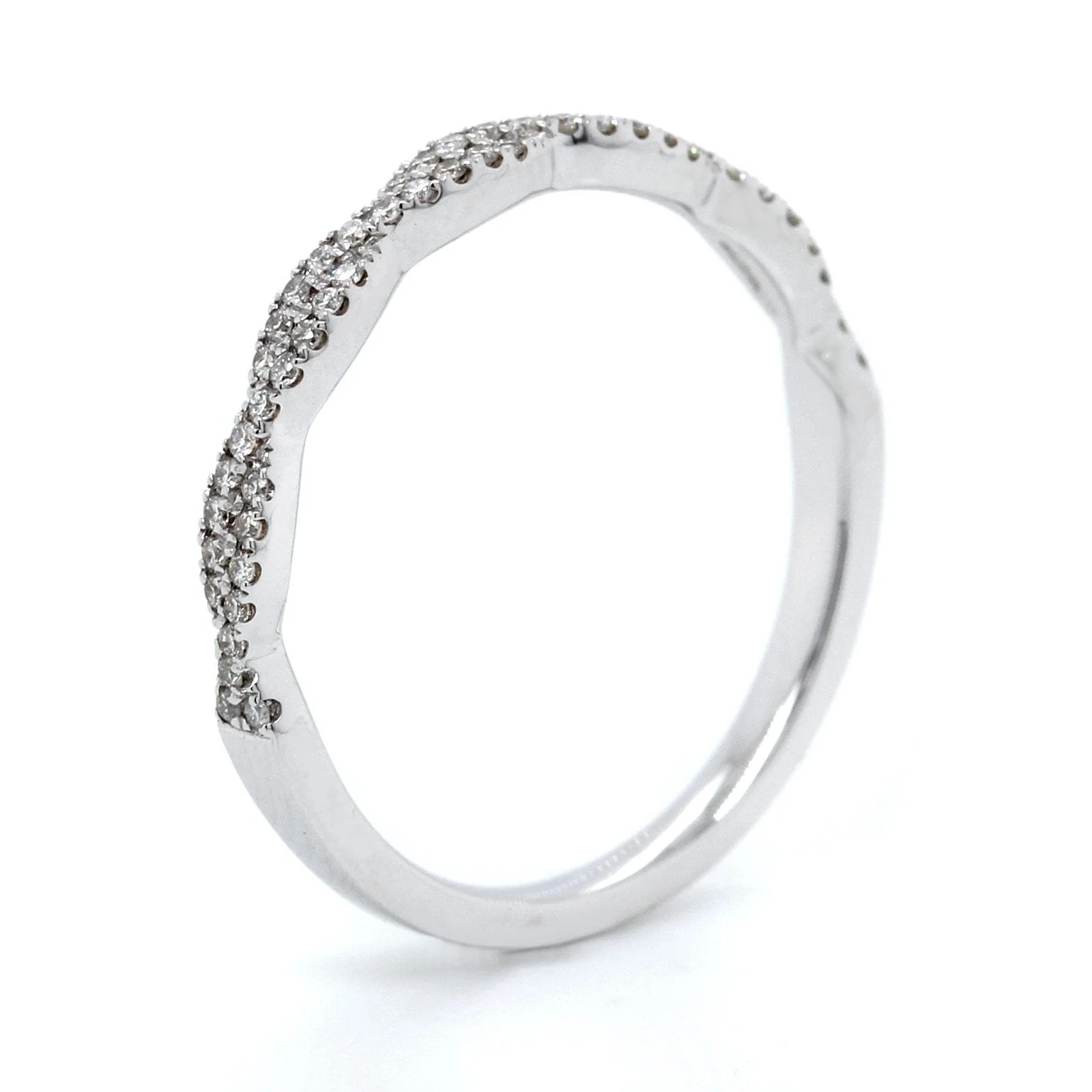 18K White Gold Twist Diamond Band - Image 2
