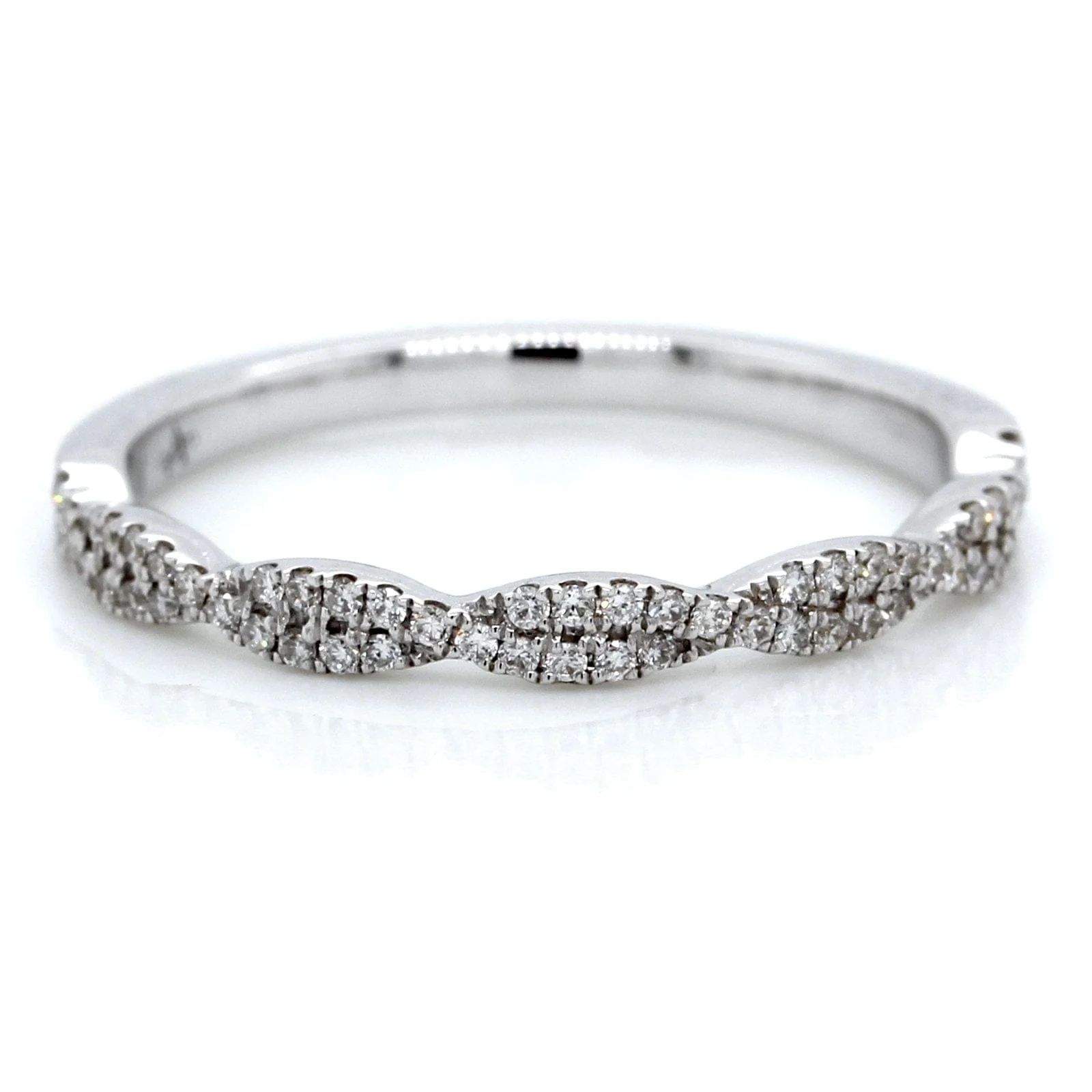 18K White Gold Twist Diamond Band - Image 4