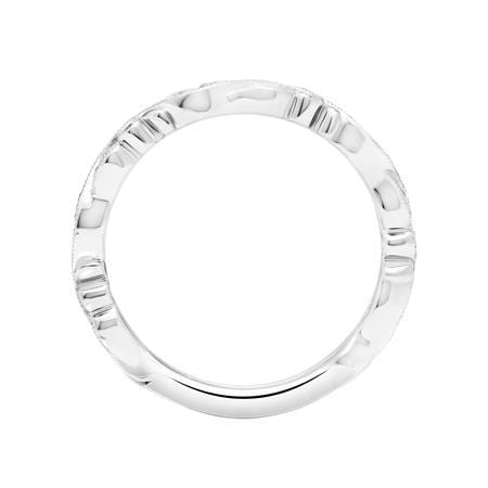 18K White Gold Vine with Milgrain Diamond Band - Image 2