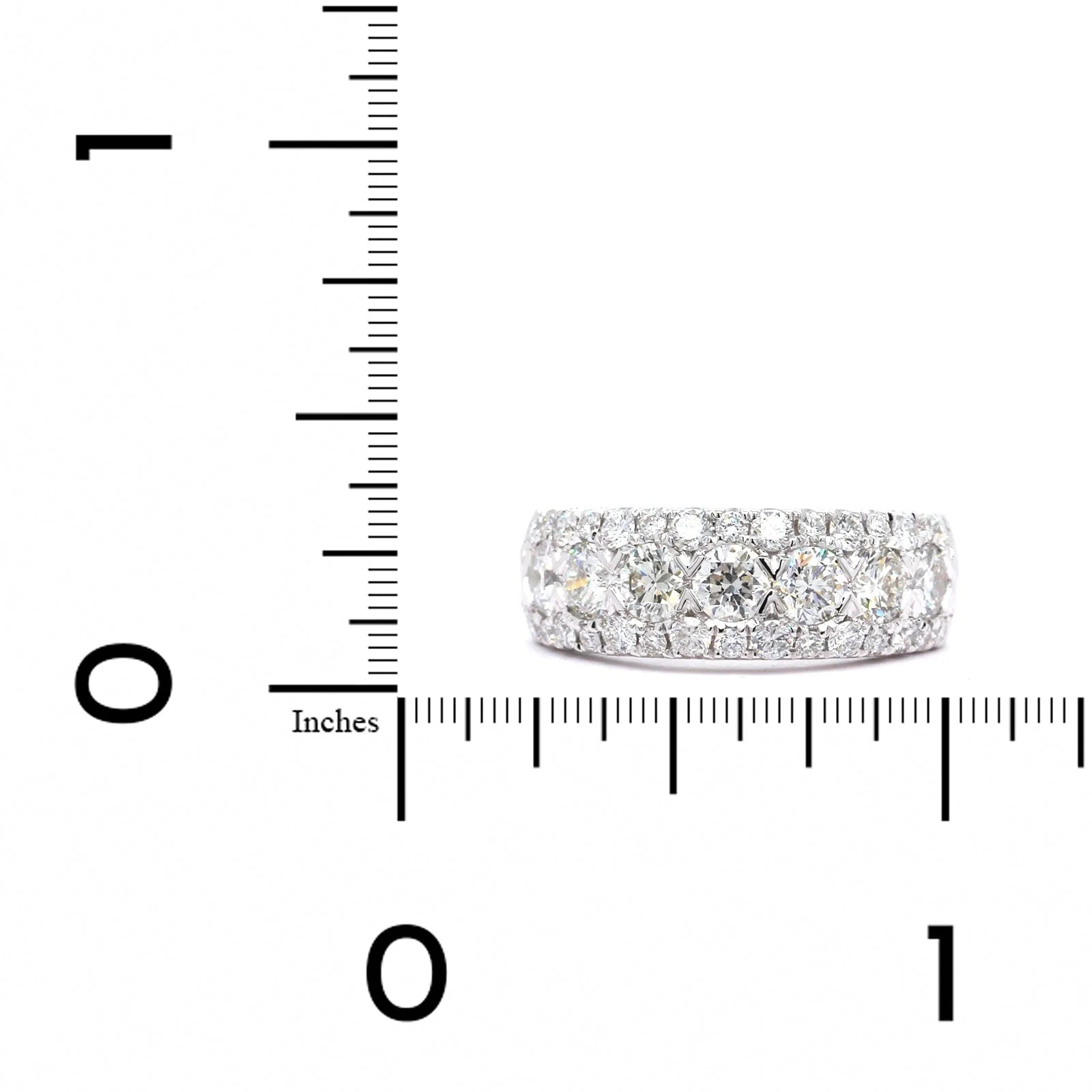 14K White Gold Prong Set Three-Row Diamond Band - Image 3