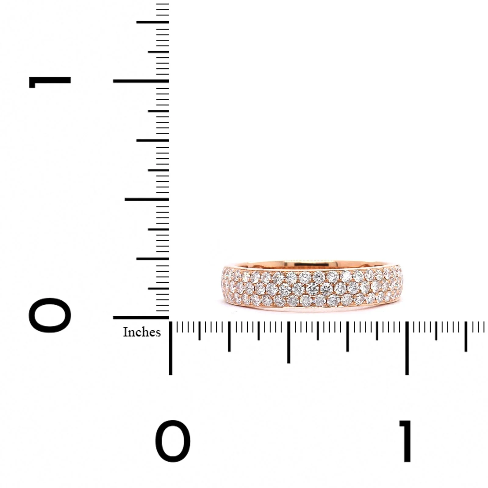 18K Rose Gold 3 Row Diamond Band - Image 3