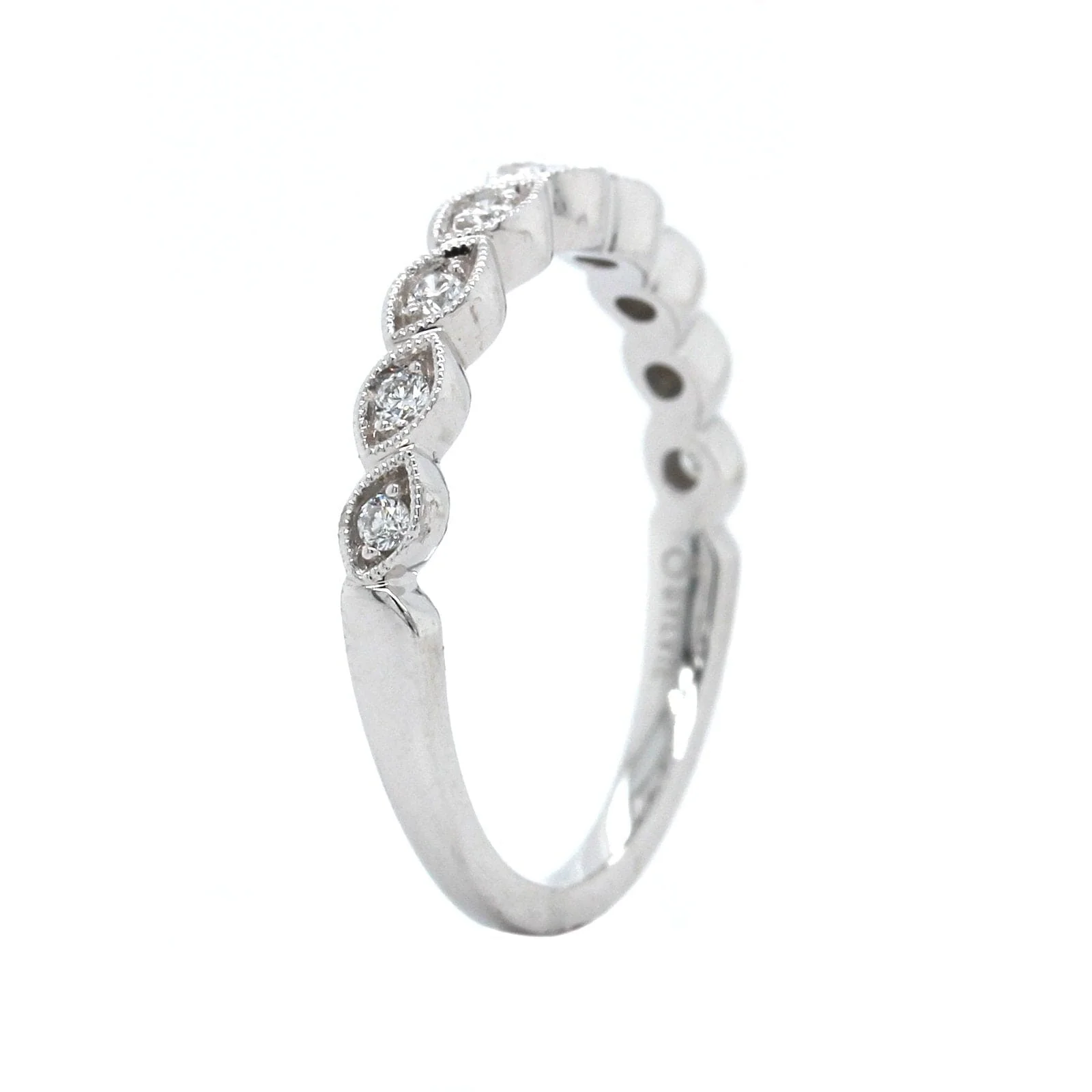 18K White Gold Milgrain Diamond Band - Image 2