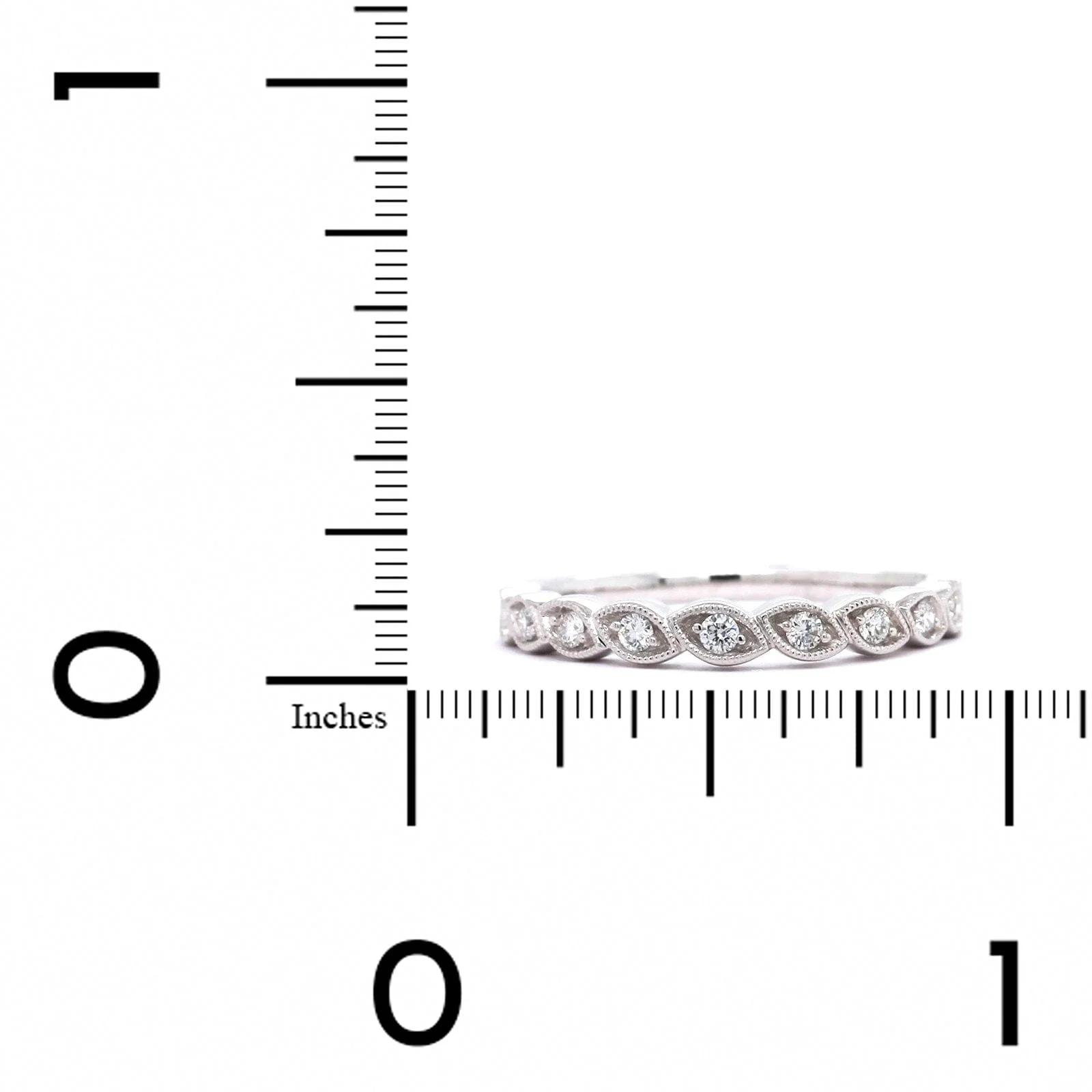 18K White Gold Milgrain Diamond Band - Image 3