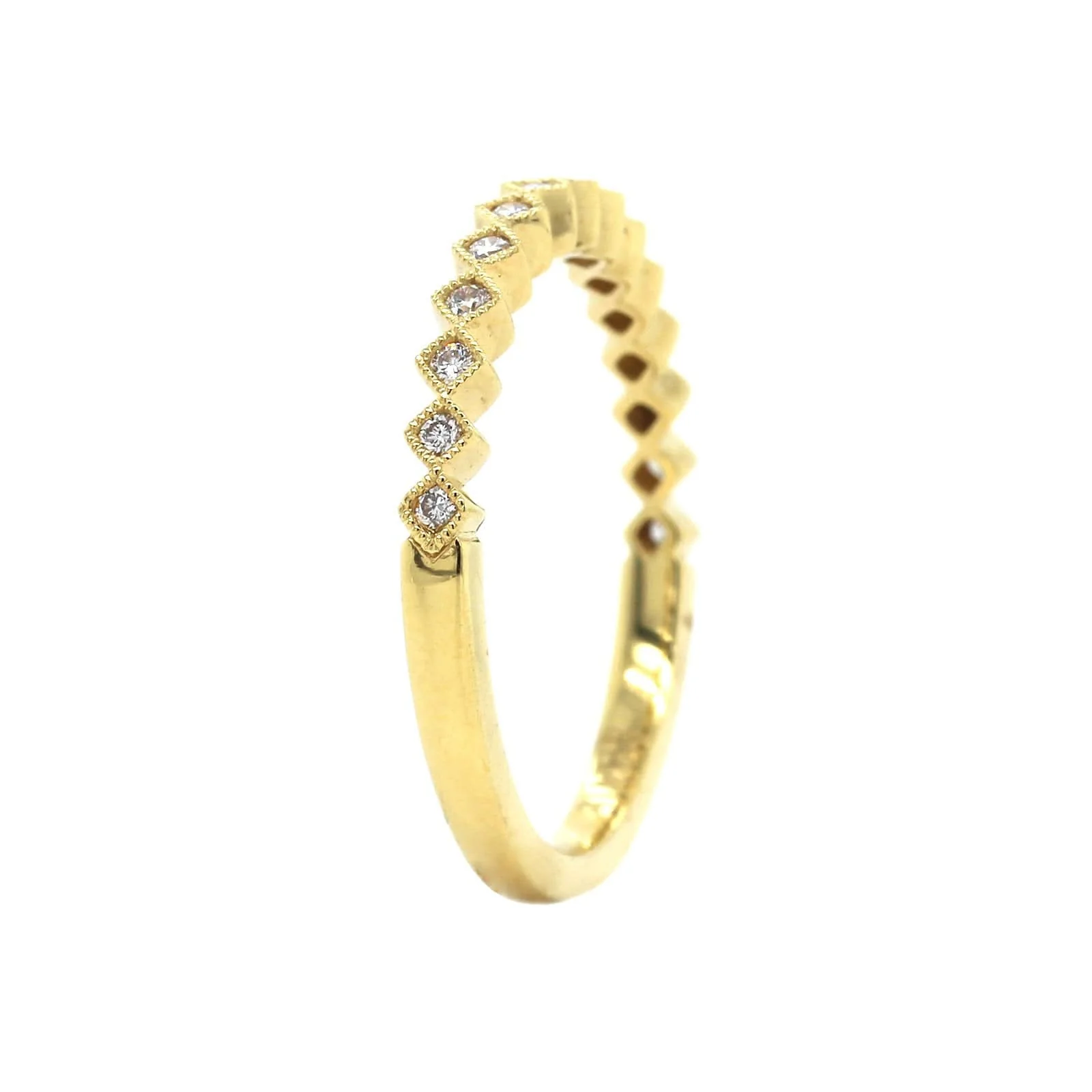 18K White Gold Milgrain Diamond Band - Image 2