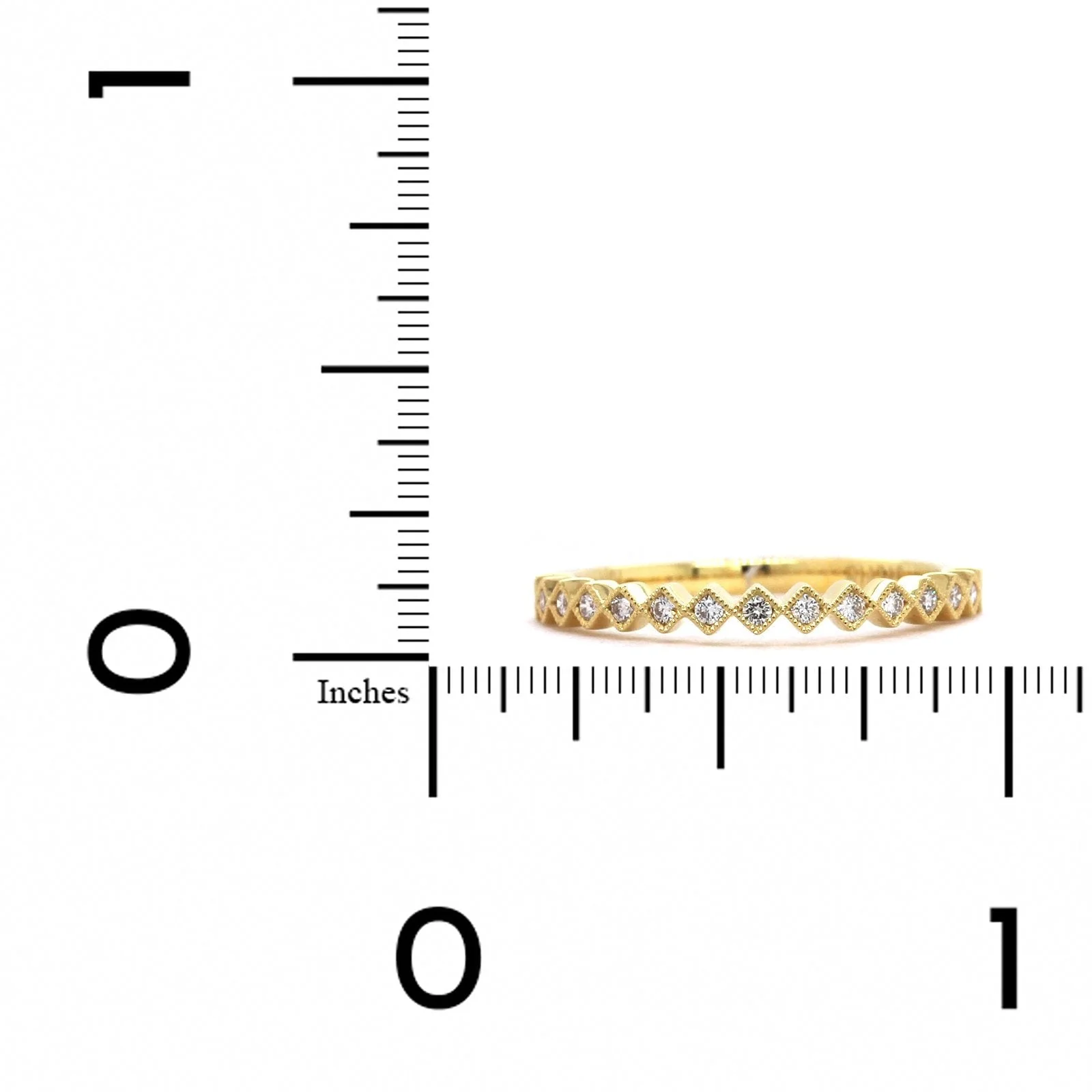 18K White Gold Milgrain Diamond Band - Image 3