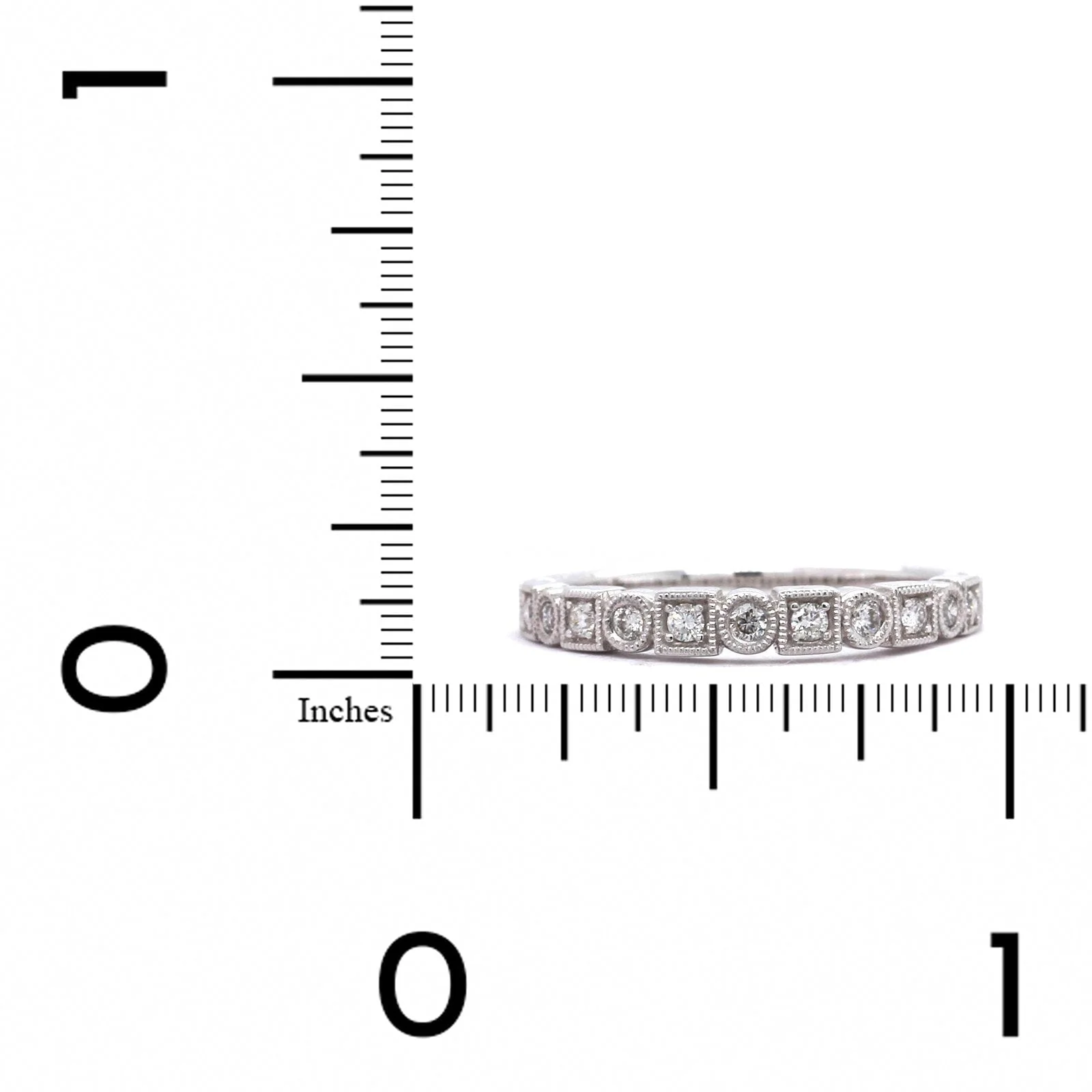 18K White Gold Milgrain Diamond Band - Image 3