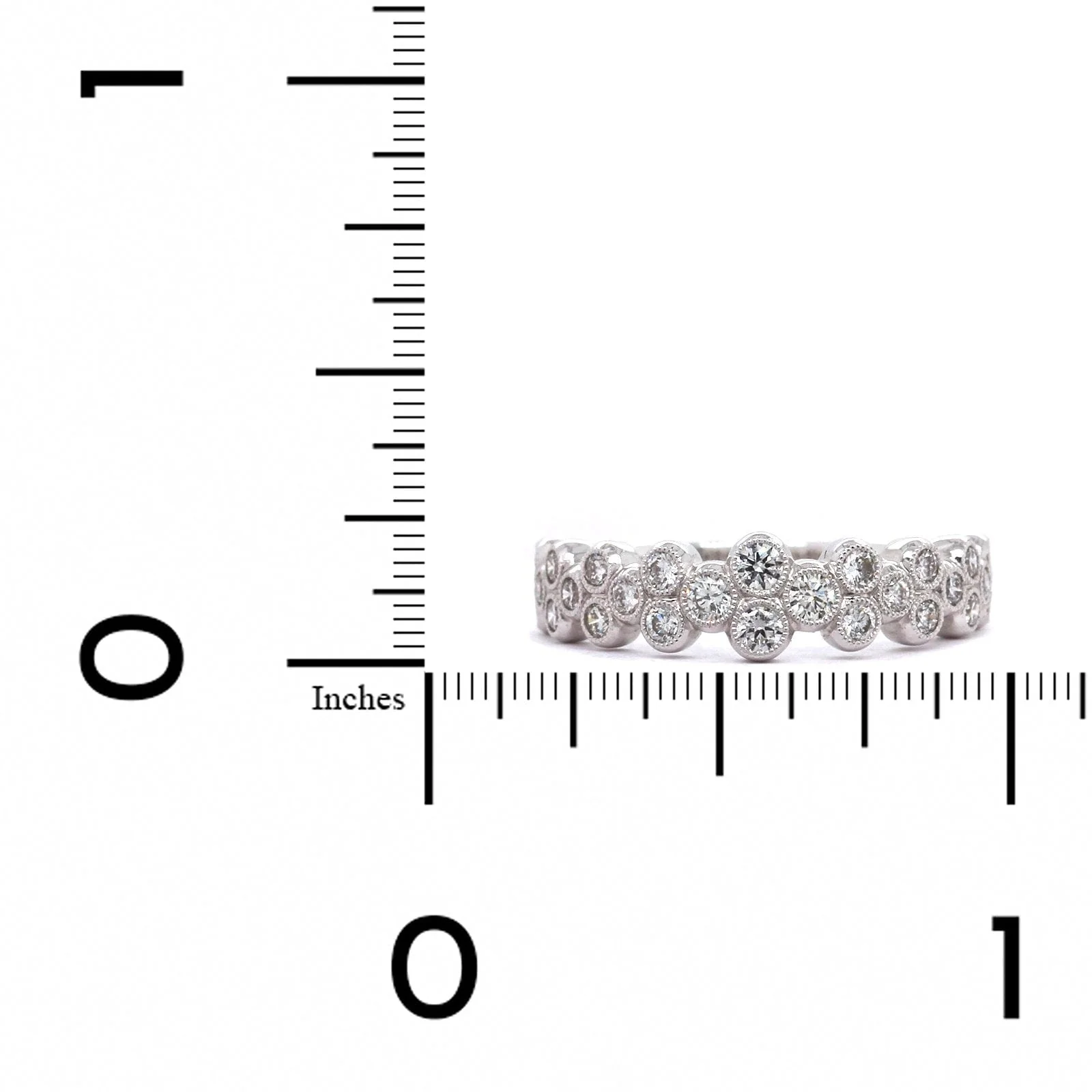 18K White Gold Bubble Milgrain Diamond Band - Image 3