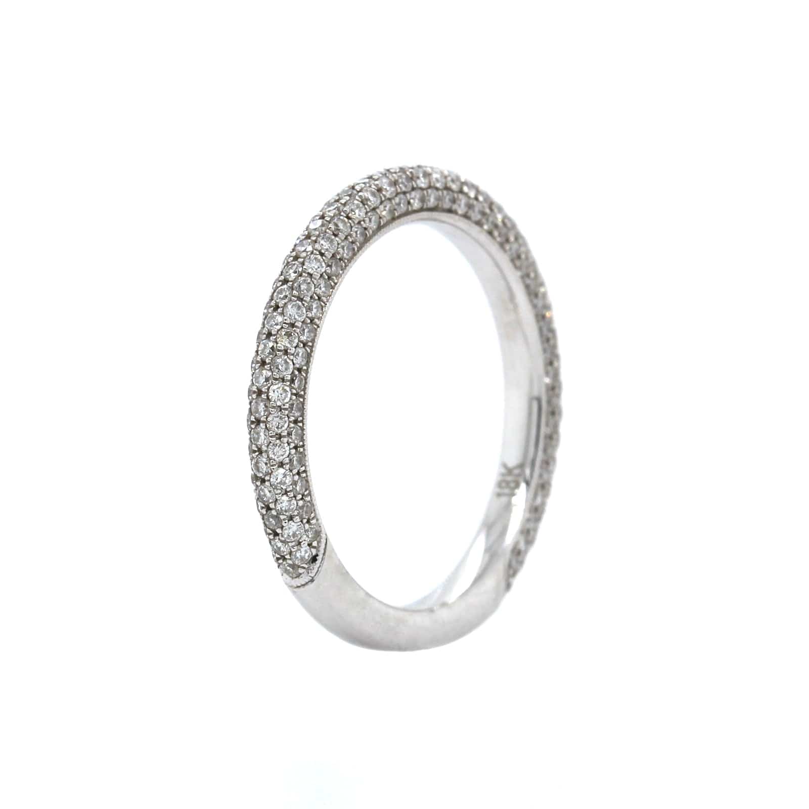 18K White Gold 5 Row Pave Diamond Band - Image 2