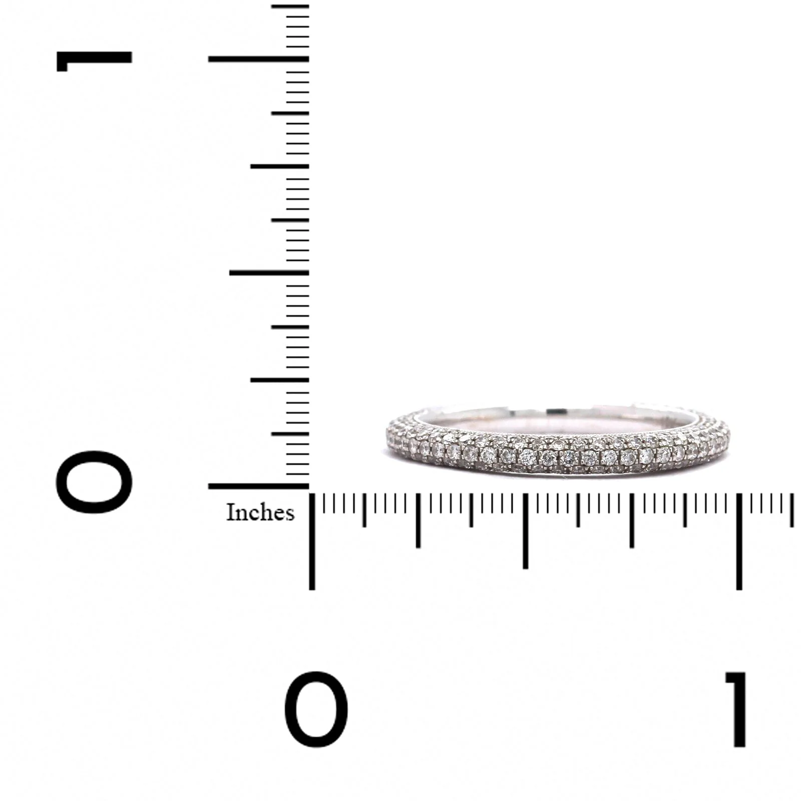 18K White Gold 5 Row Pave Diamond Band - Image 3