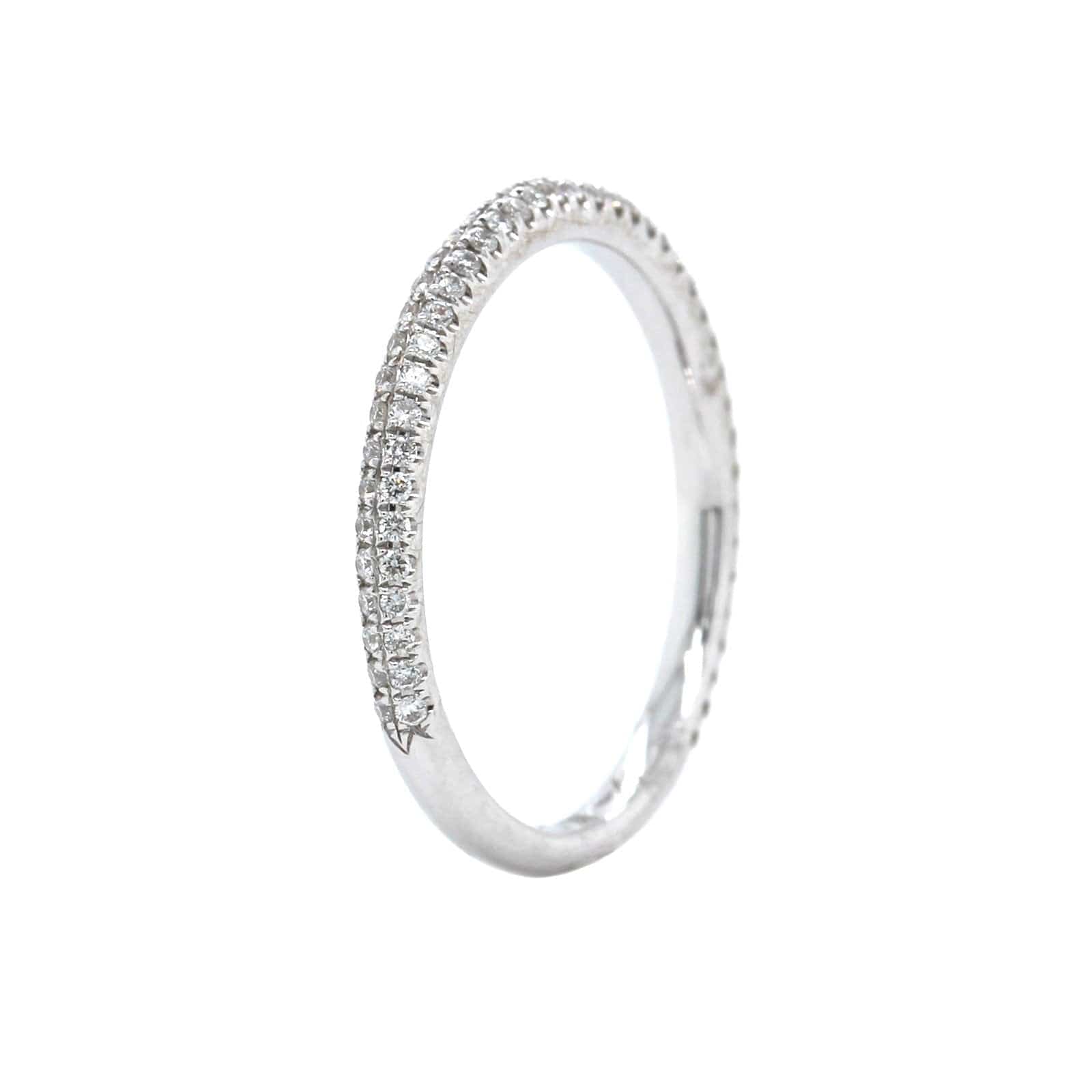 18K White Gold 3 Row Pave Diamond Band - Image 2