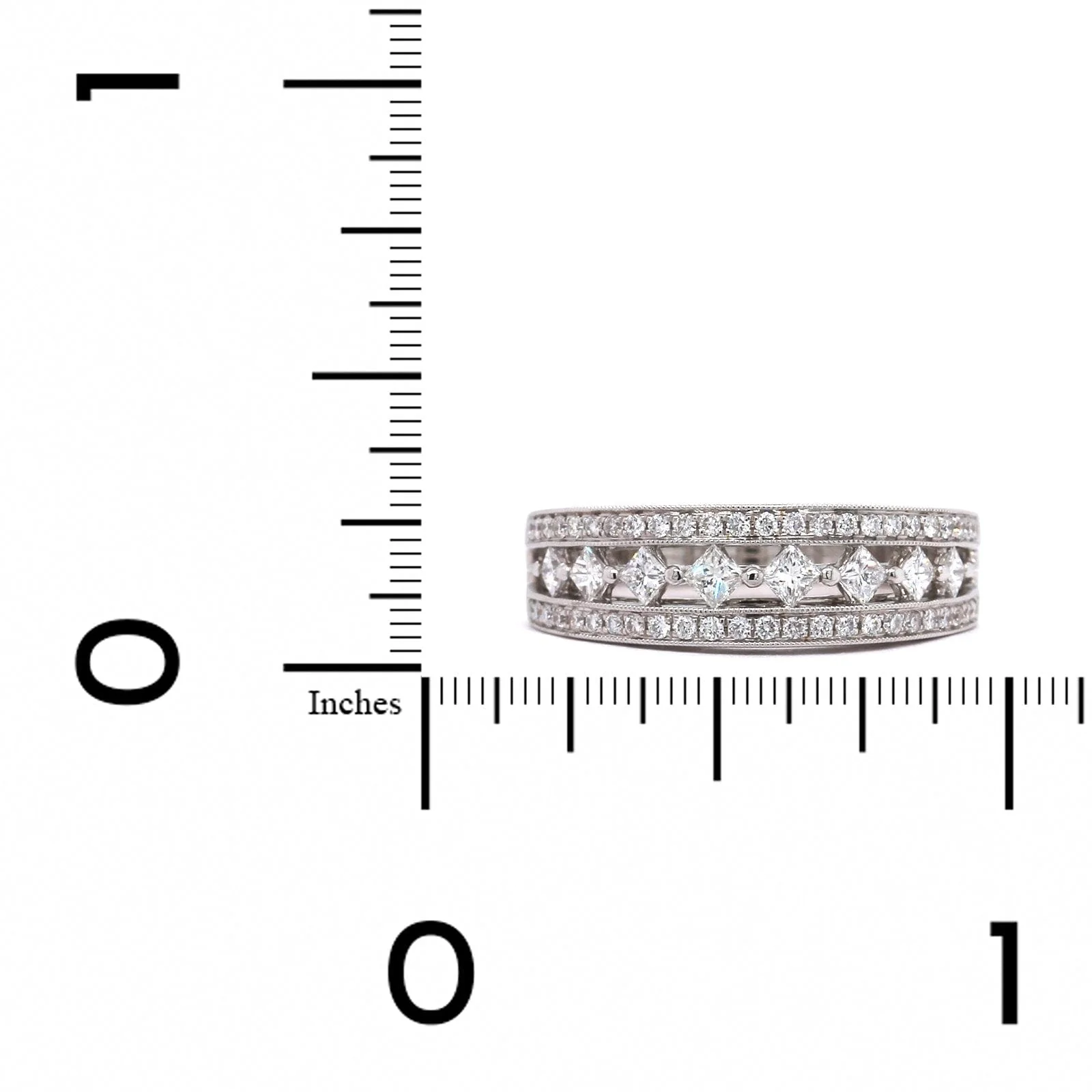 18K White Gold 3 Row Diamond Band - Image 3