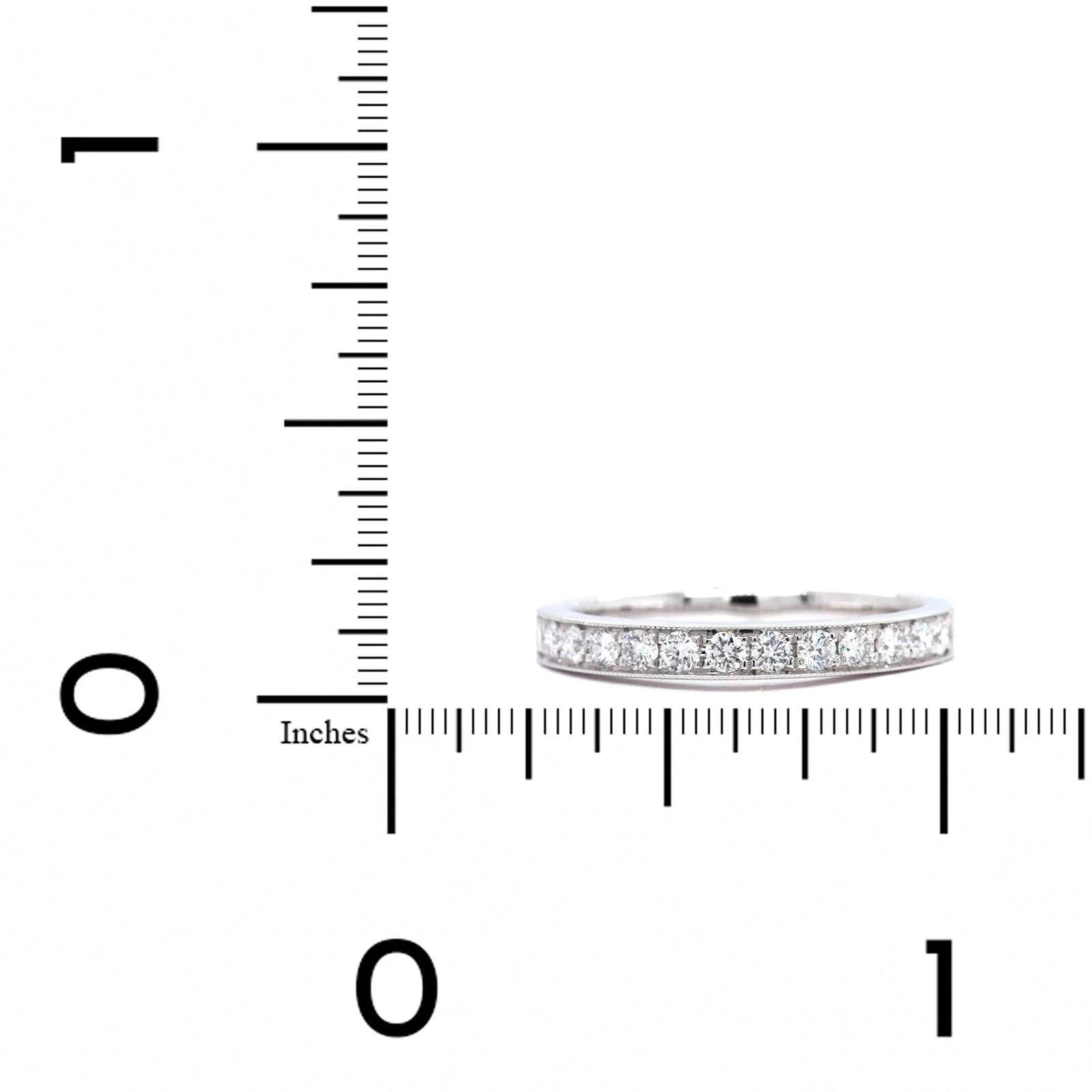 18K White Gold Bead Set with Milgrain Diamond Band - Image 3