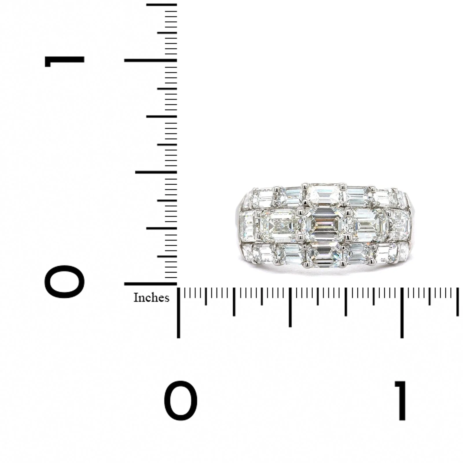 Platinum 3 Row Emerald Cut Diamond Band - Image 4