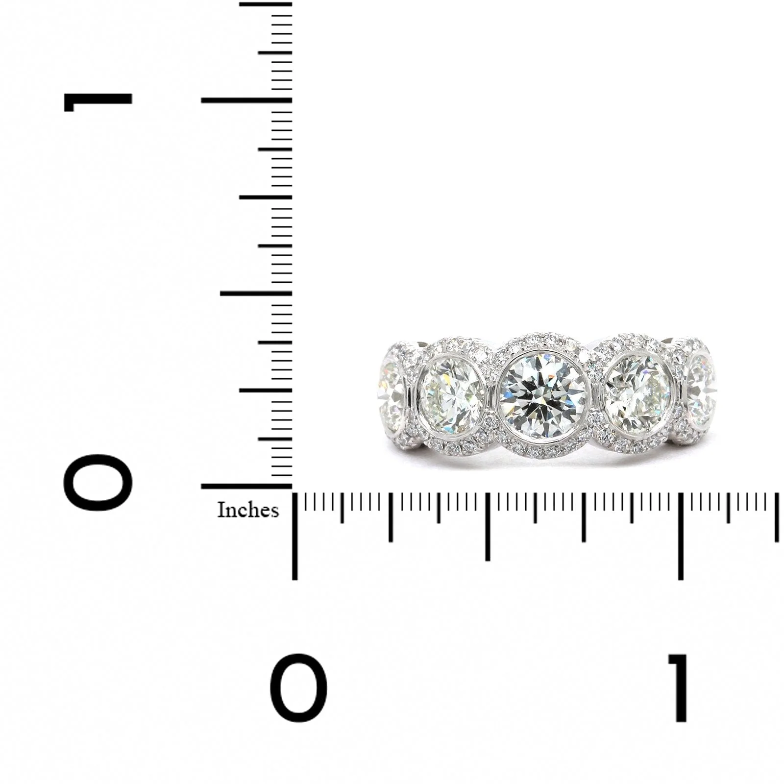 Platinum 5 Stone Bezel Set with Halo Diamond Band - Image 3