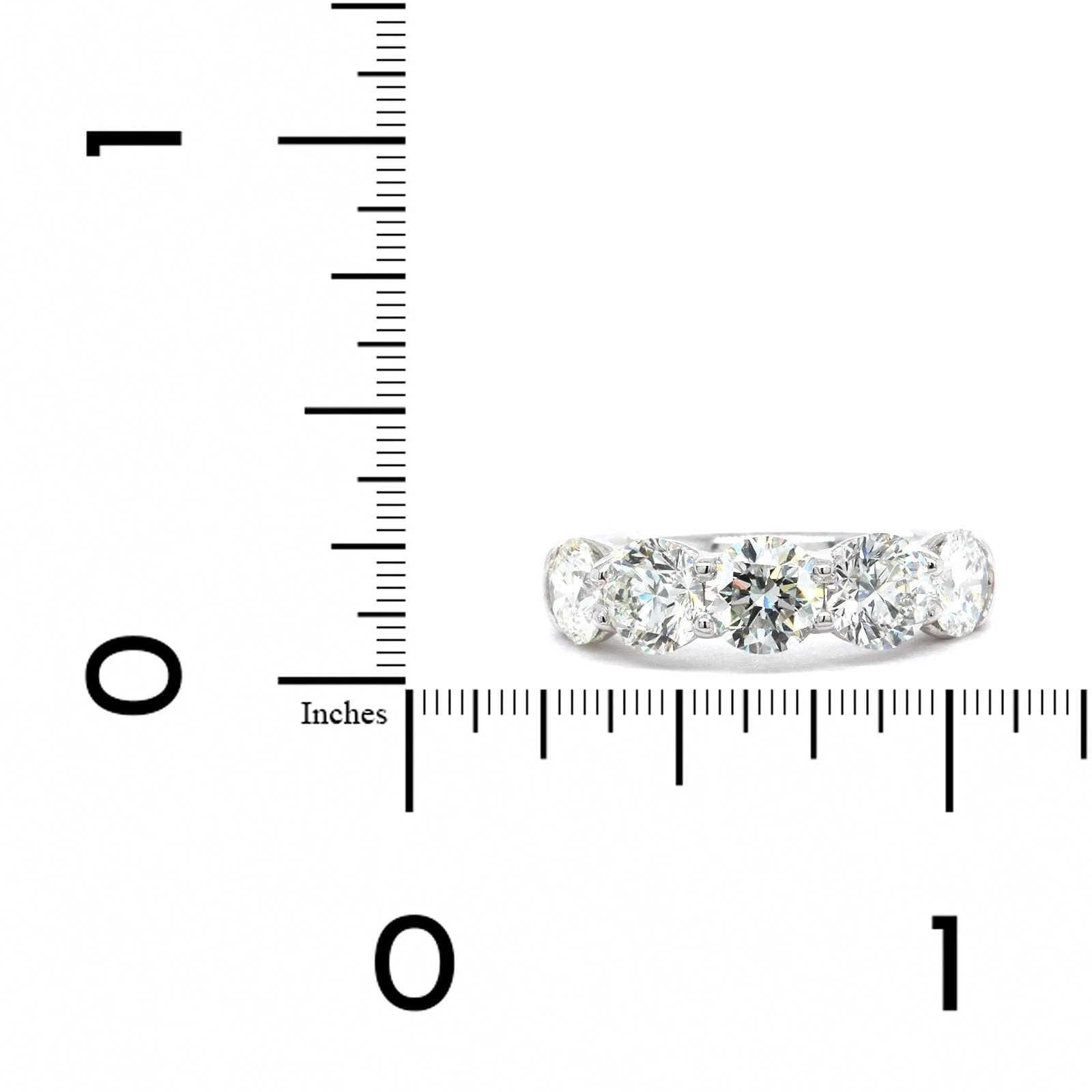 Platinum Shared Prong 5 Stone Diamond Band - Image 3