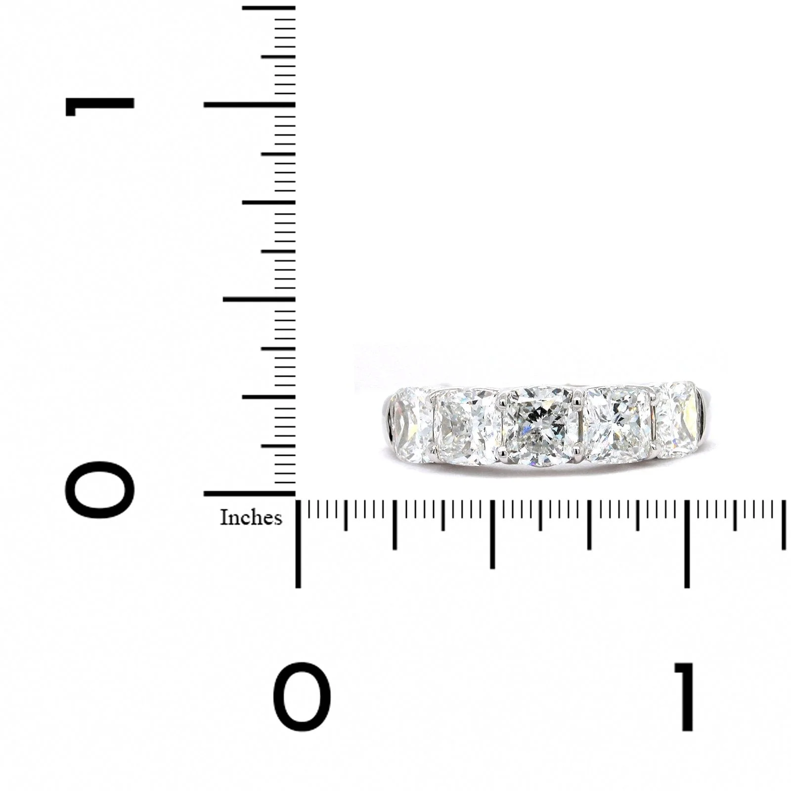 Platinum 5 Stone Cushion Diamond Band - Image 3