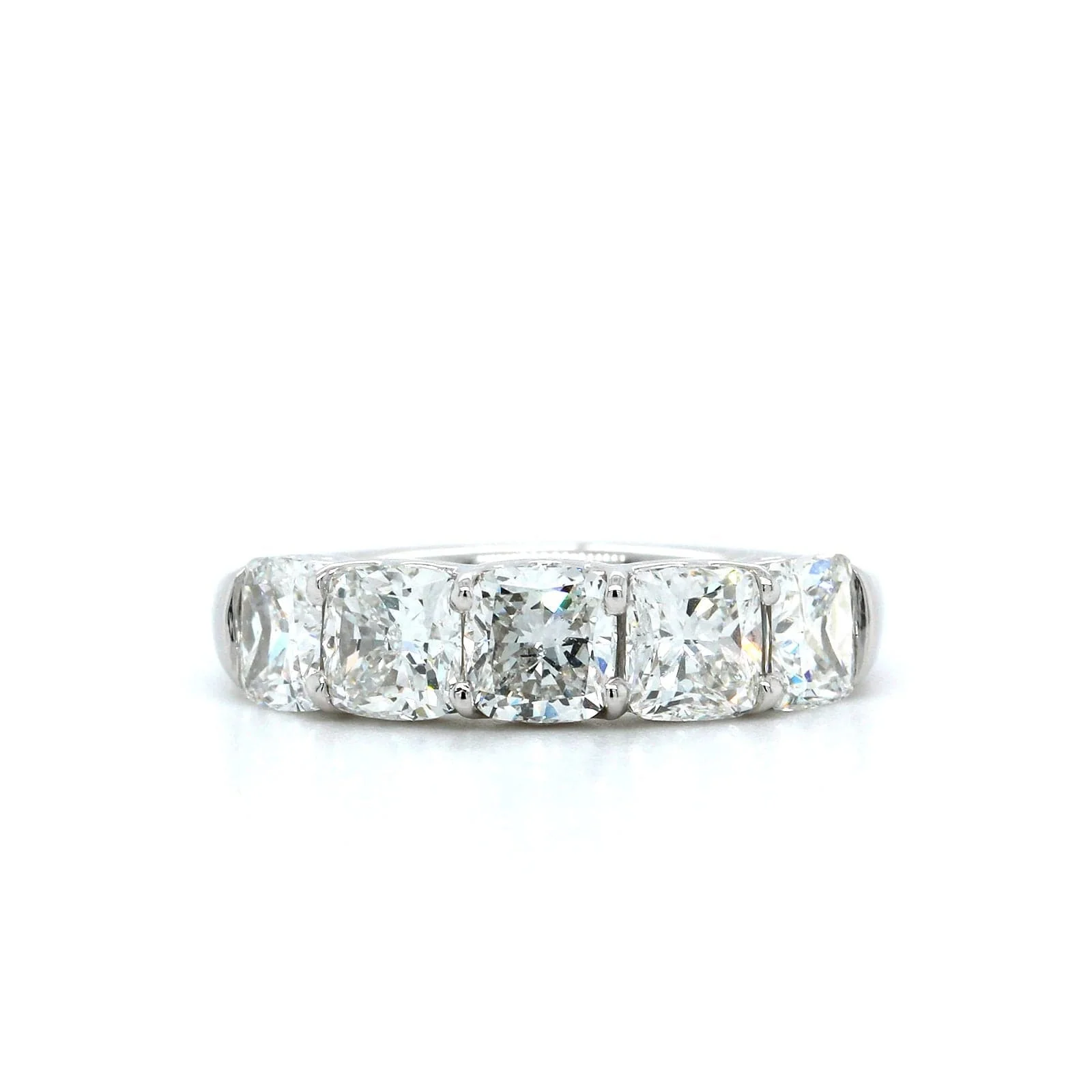 Platinum 5 Stone Cushion Diamond Band - Image 4