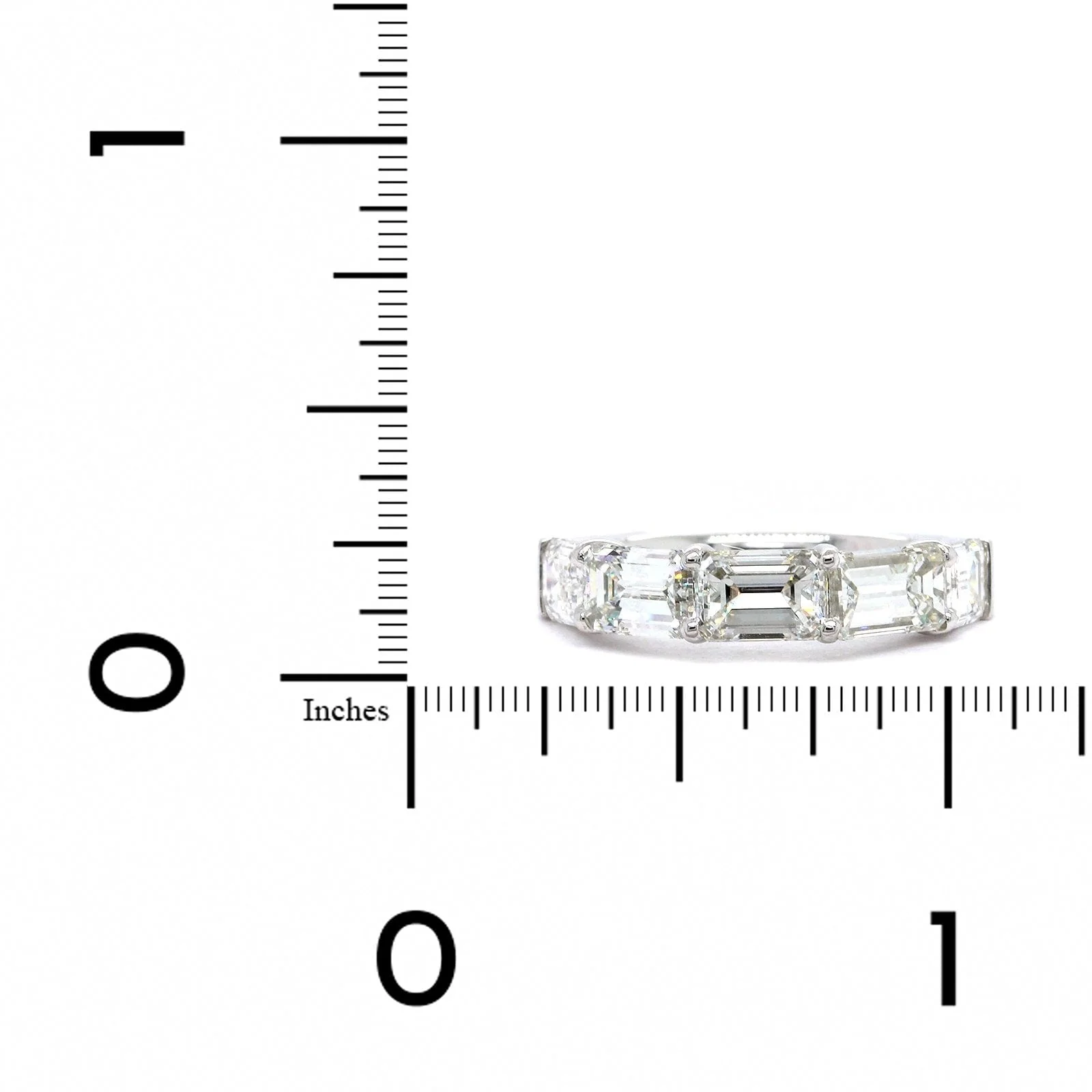 Platinum 5 Stone Emerald Diamond Band - Image 3