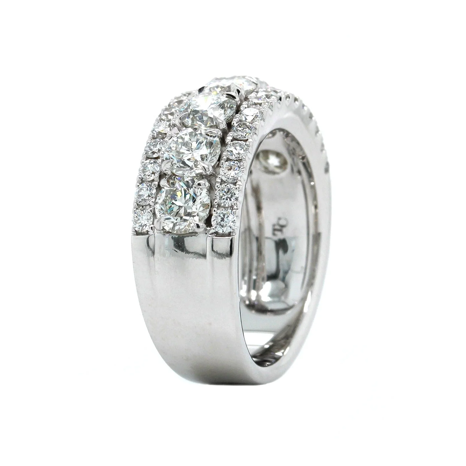 18K White Gold Three-Row Diamond Band - Image 2