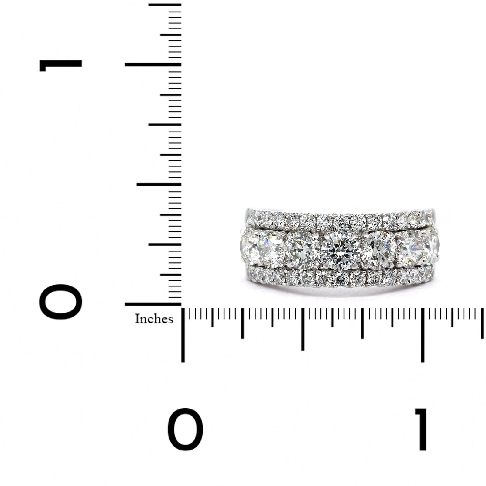 18K White Gold Three-Row Diamond Band - Image 3