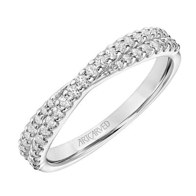 18K White Gold 2 Row Twist Diamond Band - Image 2