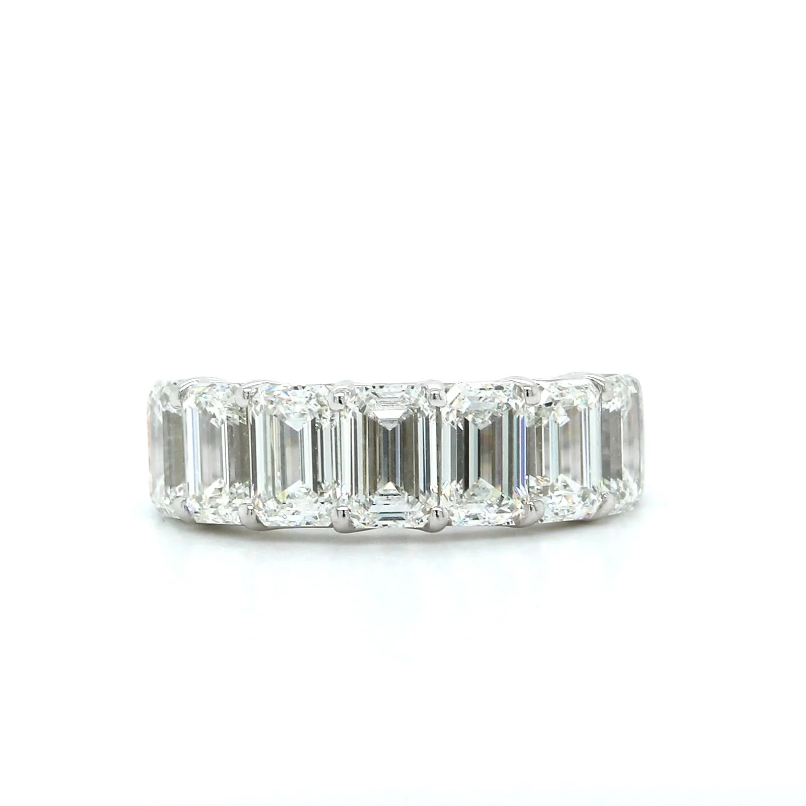 Platinum 7 Stone Emerald Cut Diamond Band