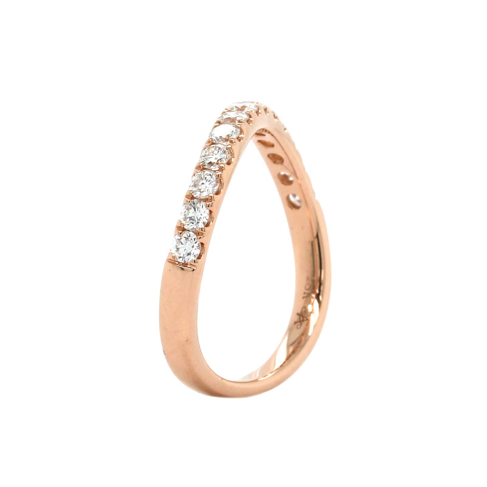 18K Rose Gold Prong Set Wave Diamond Band - Image 3
