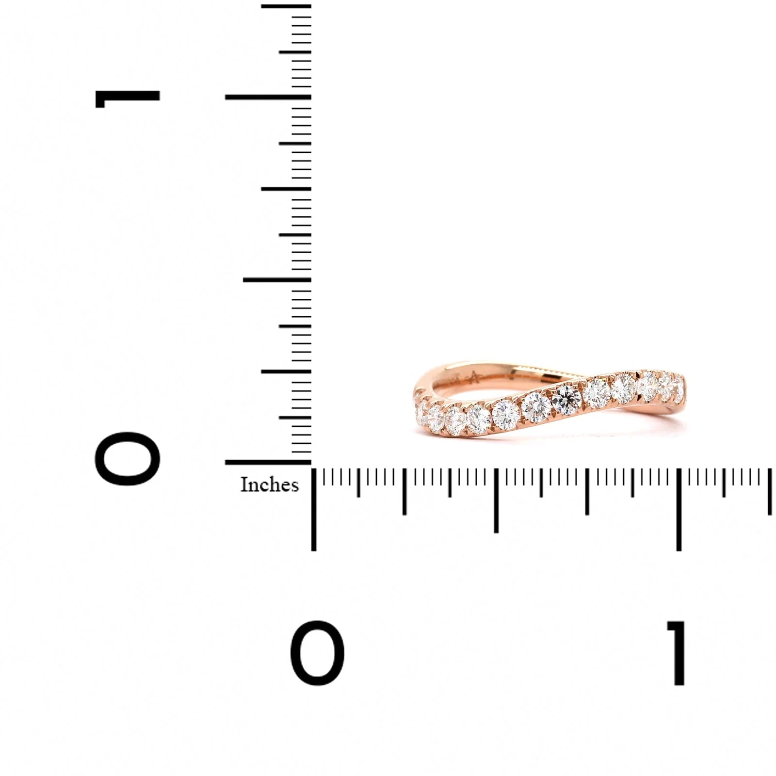 18K Rose Gold Prong Set Wave Diamond Band - Image 4