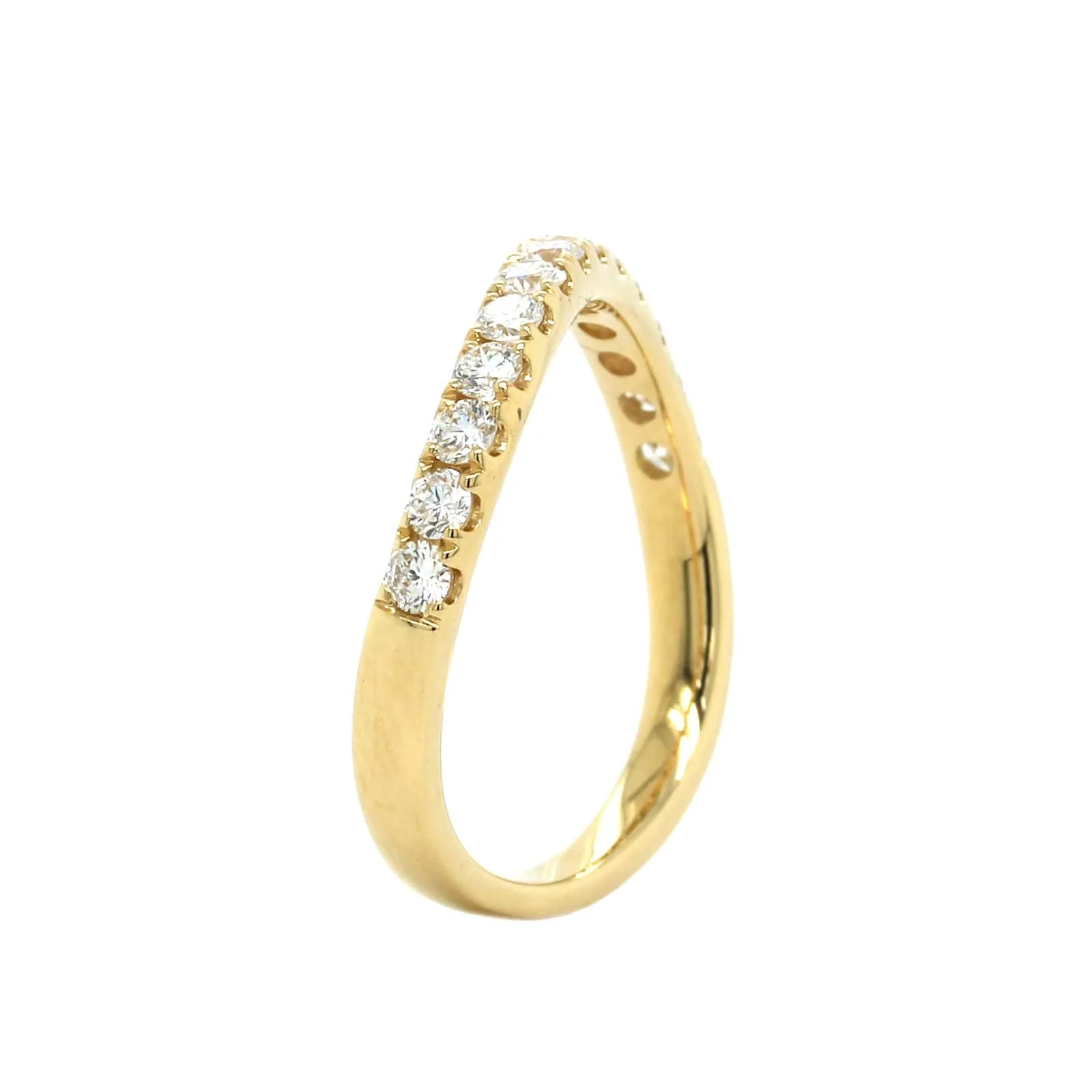 18K Yellow Gold Prong Set Wave Diamond Band - Image 3