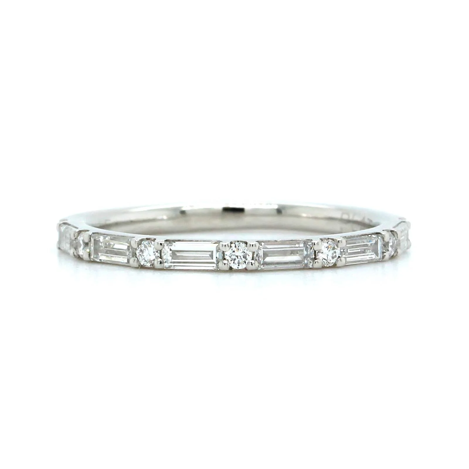 Platinum Round and Baguette Diamond Band