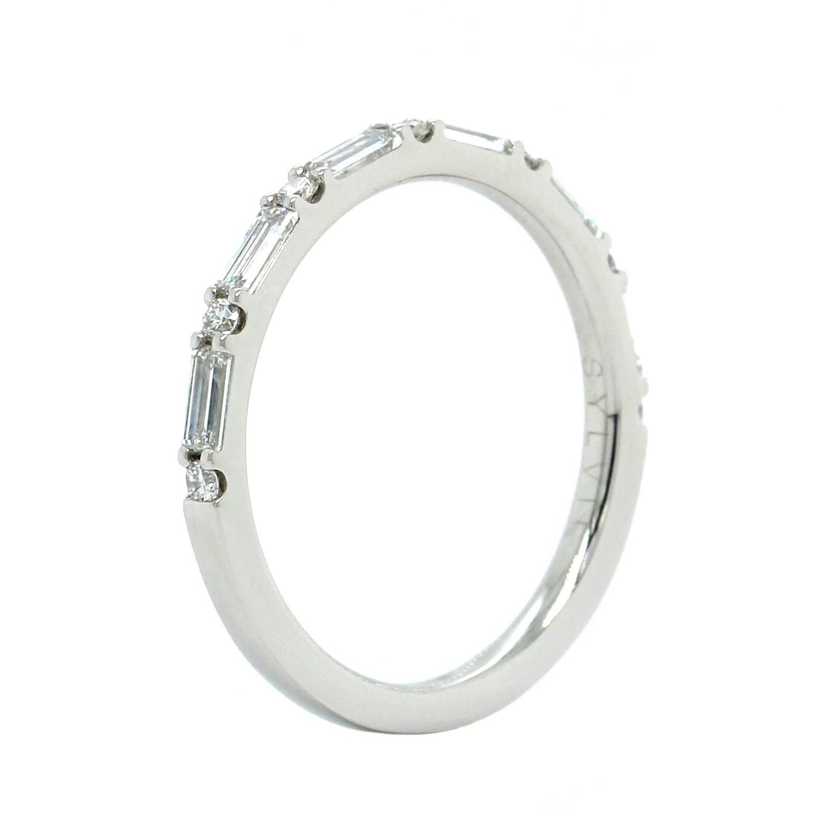 Platinum Round and Baguette Diamond Band - Image 3