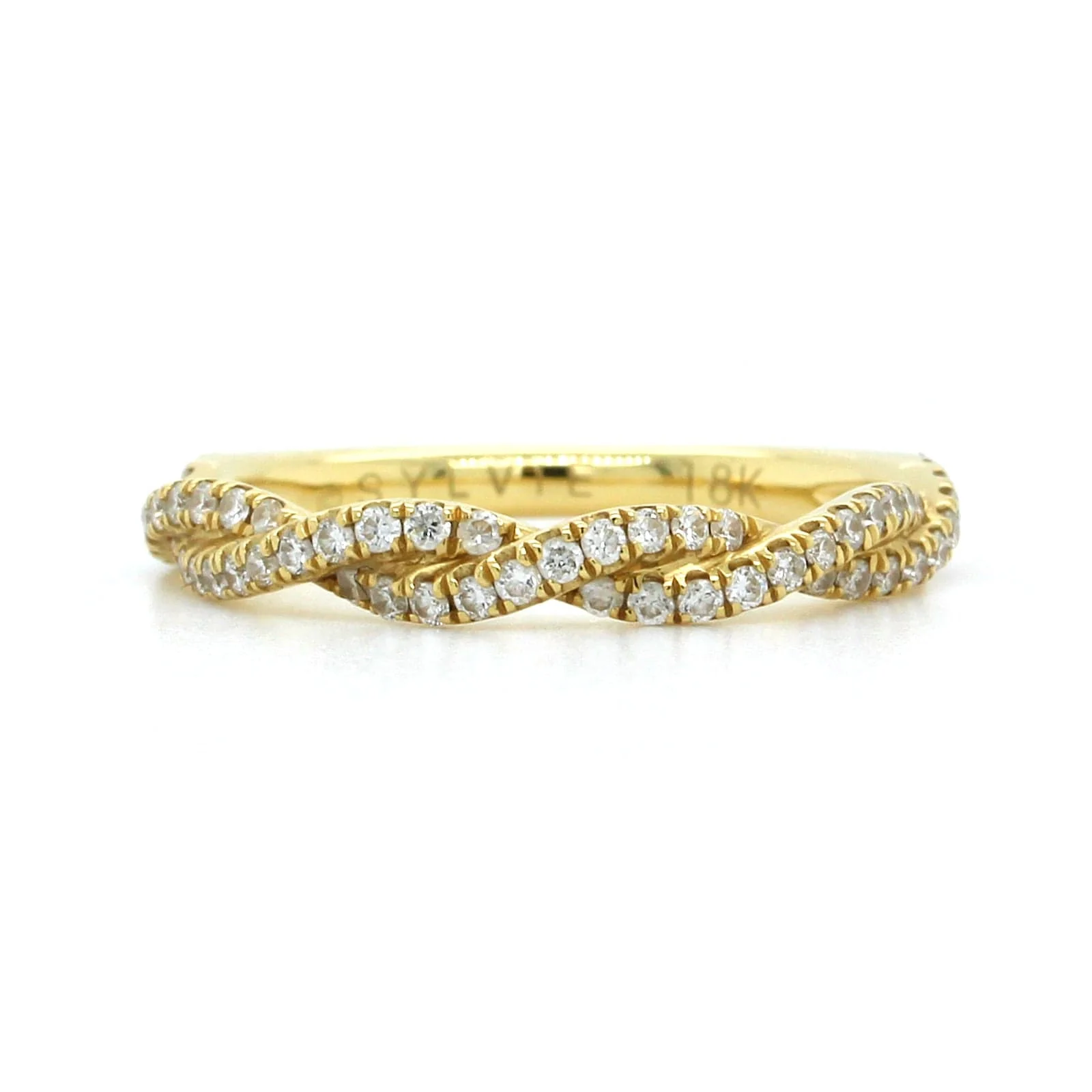 18K Yellow Gold Twist Diamond Band