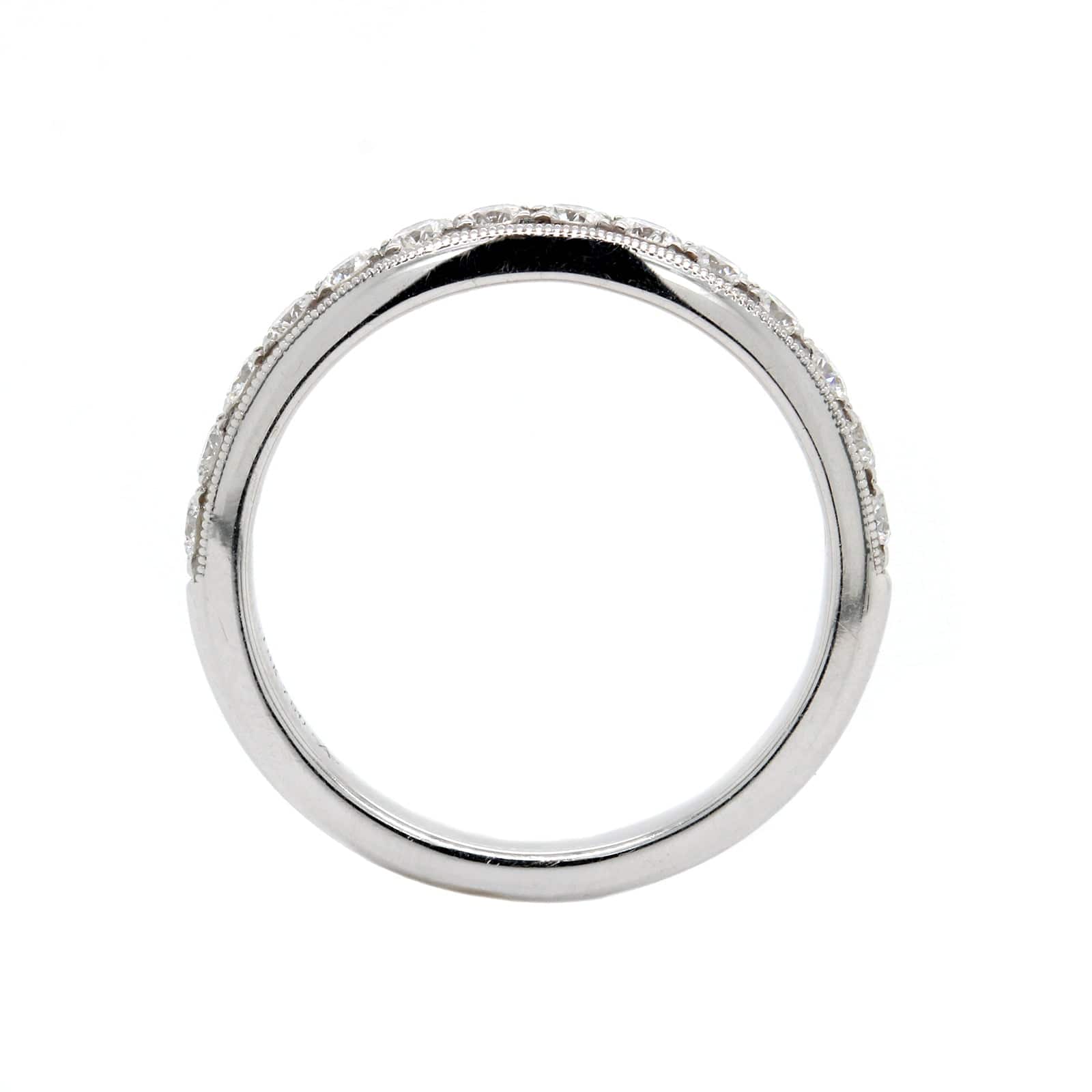 18K White Gold Bead Set Diamond Band - Image 3