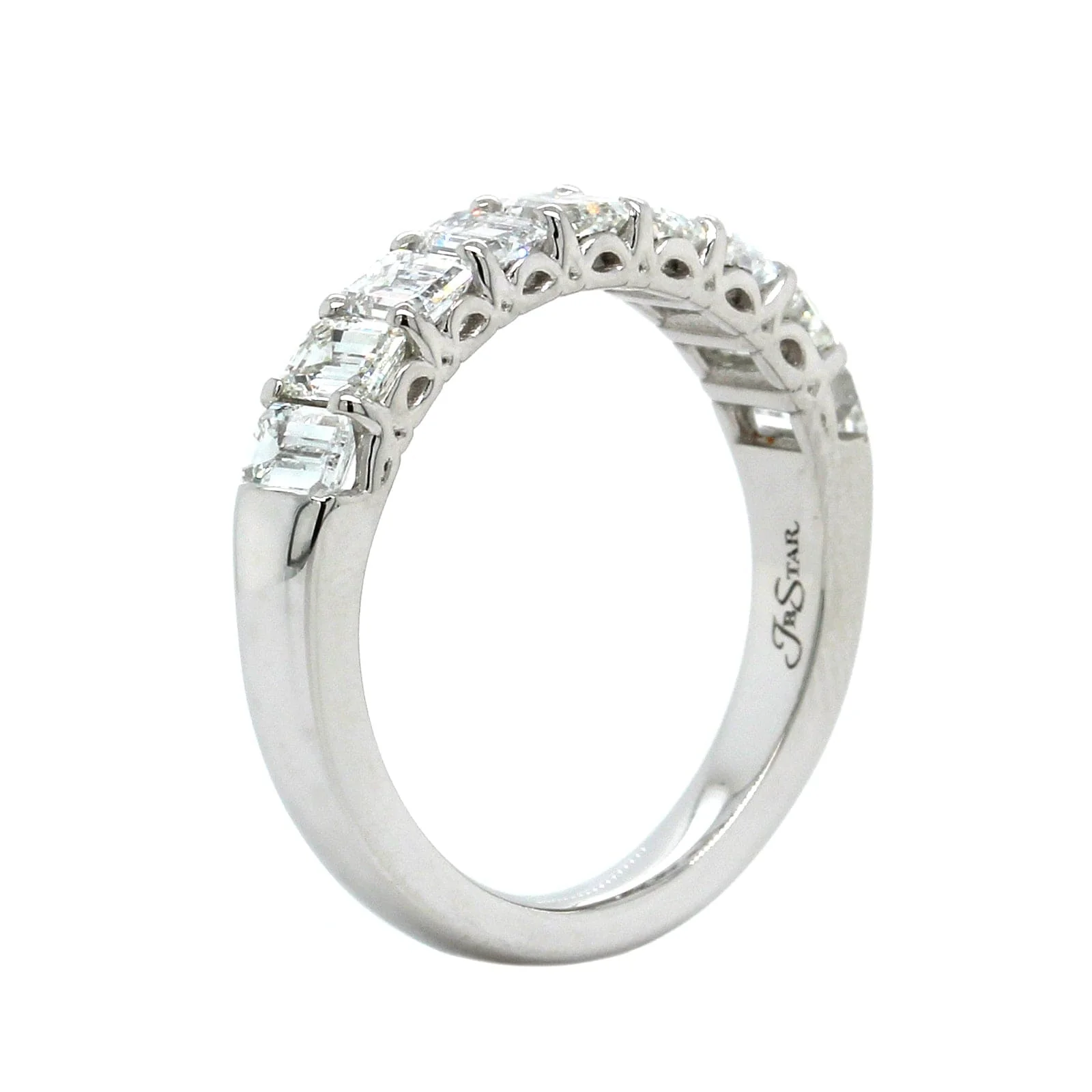 Platinum 9 Stone Emerald Diamond Band - Image 2