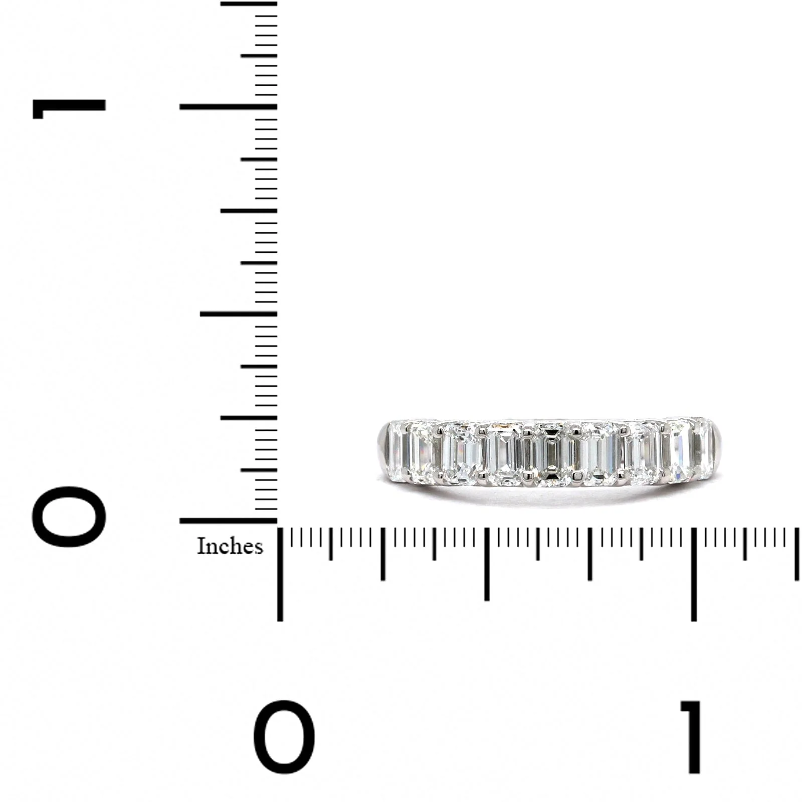 Platinum 9 Stone Emerald Diamond Band - Image 3